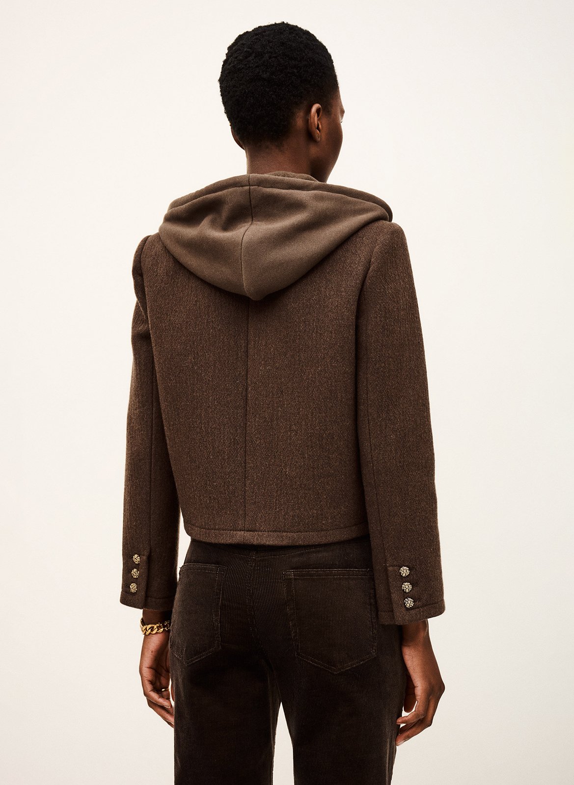 Korte jas met knopen en capuchon BA&SH Bruin