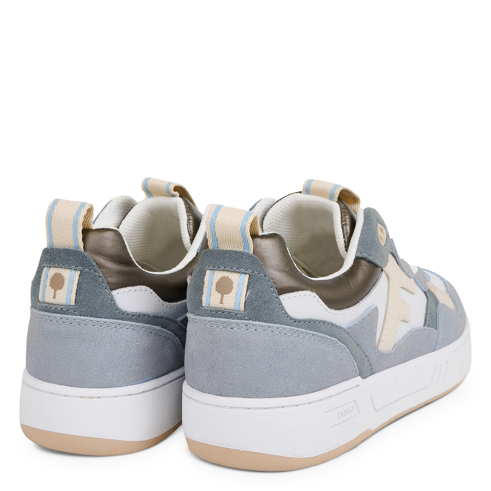 Niedrige Sneaker aus Leder-Mix FAGUO Beige
