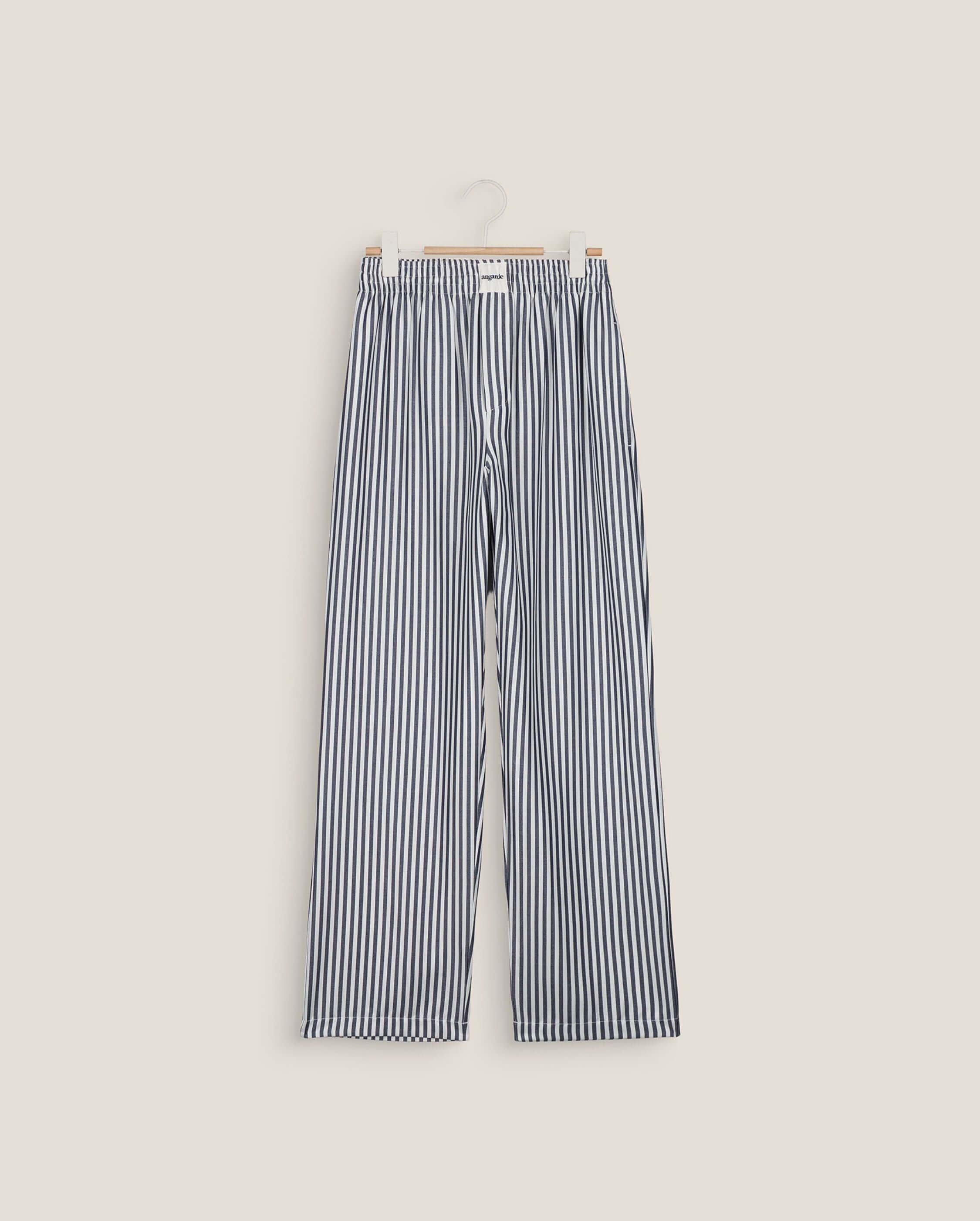 Women's tencel pants, navy stripes ANGARDE Blue
