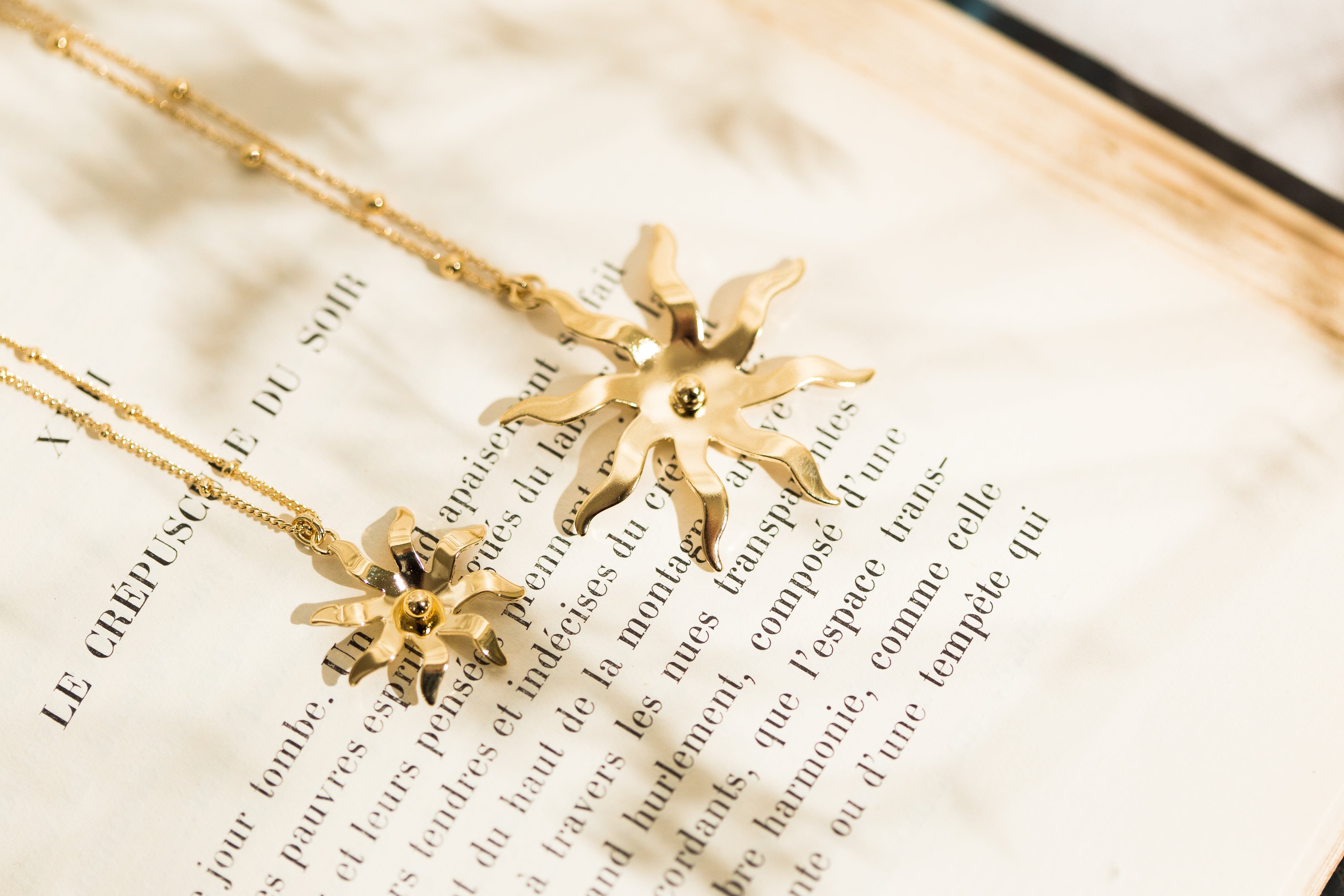 Sun silver plated necklace Golden