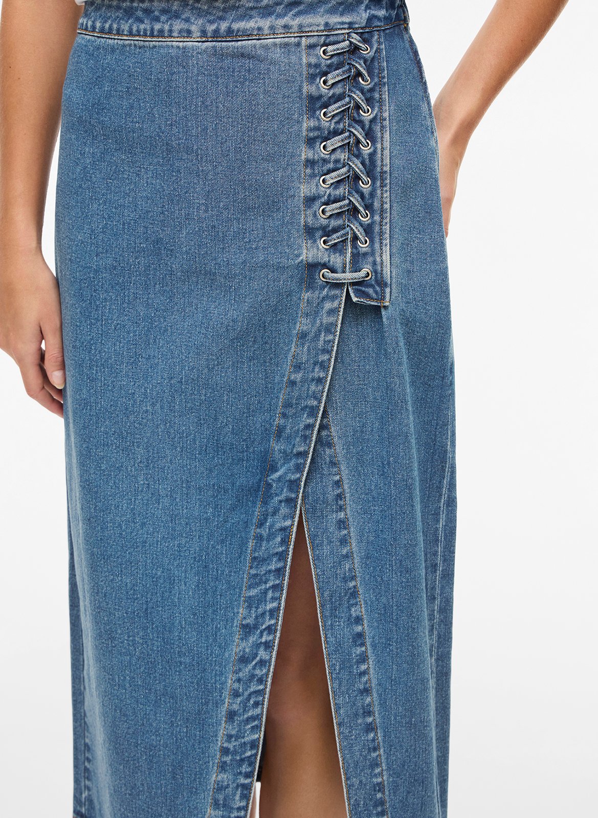 Jupe midi en denim de coton  VILA Bleu