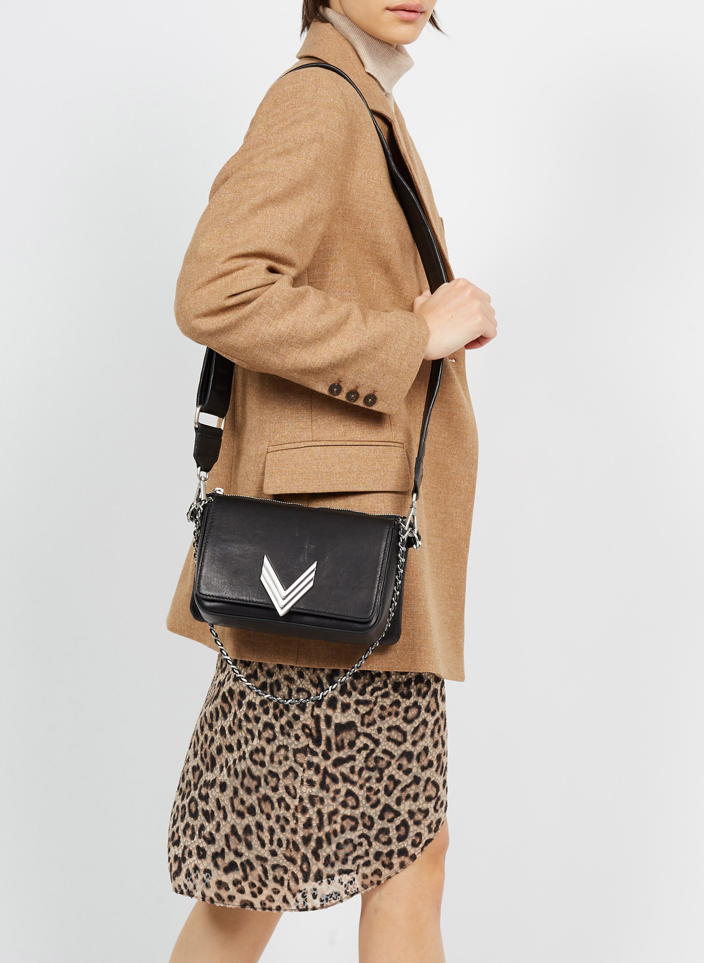 Leather shoulder bag IKKS Black