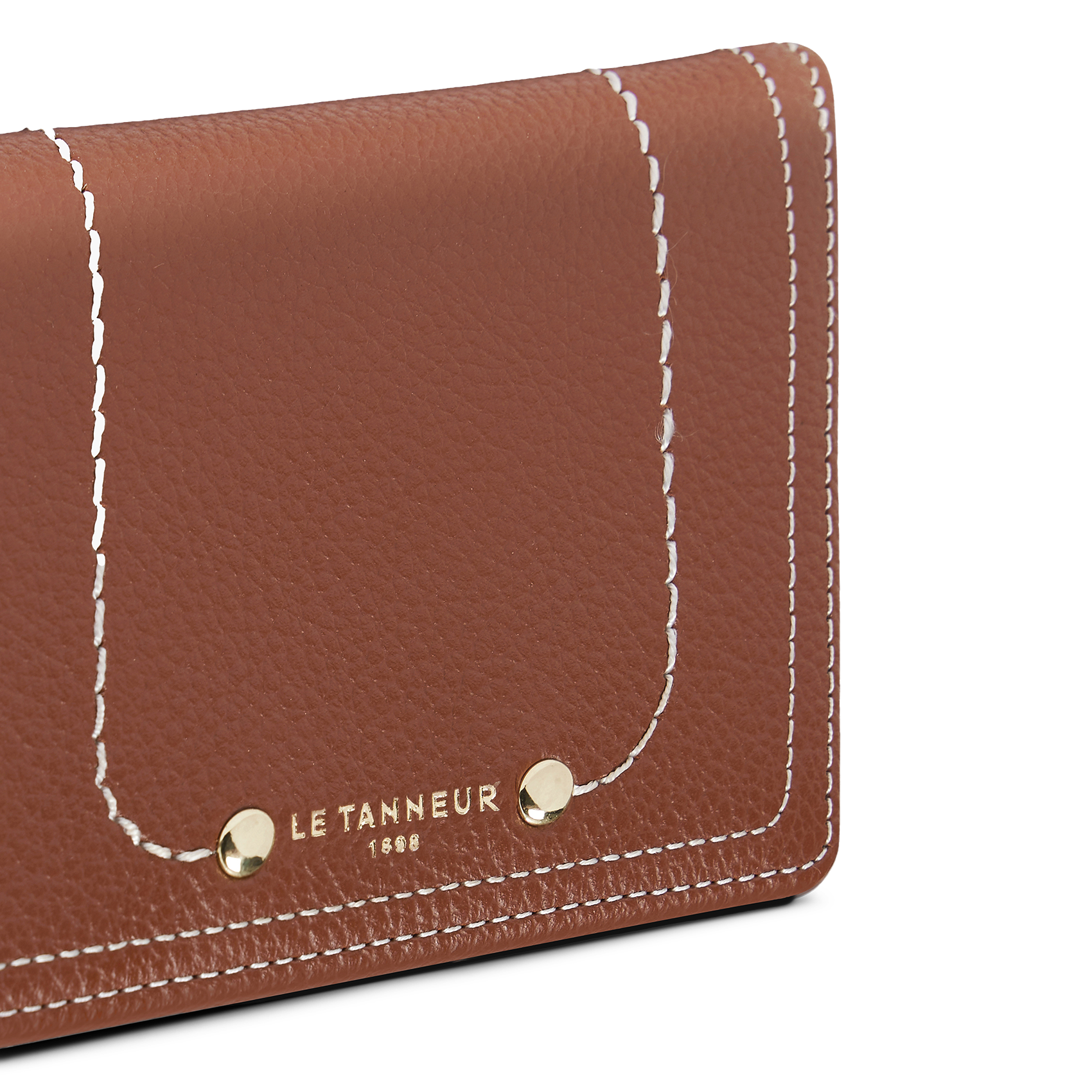 Portefeuille moyen uni en cuir grainé LE TANNEUR Marron