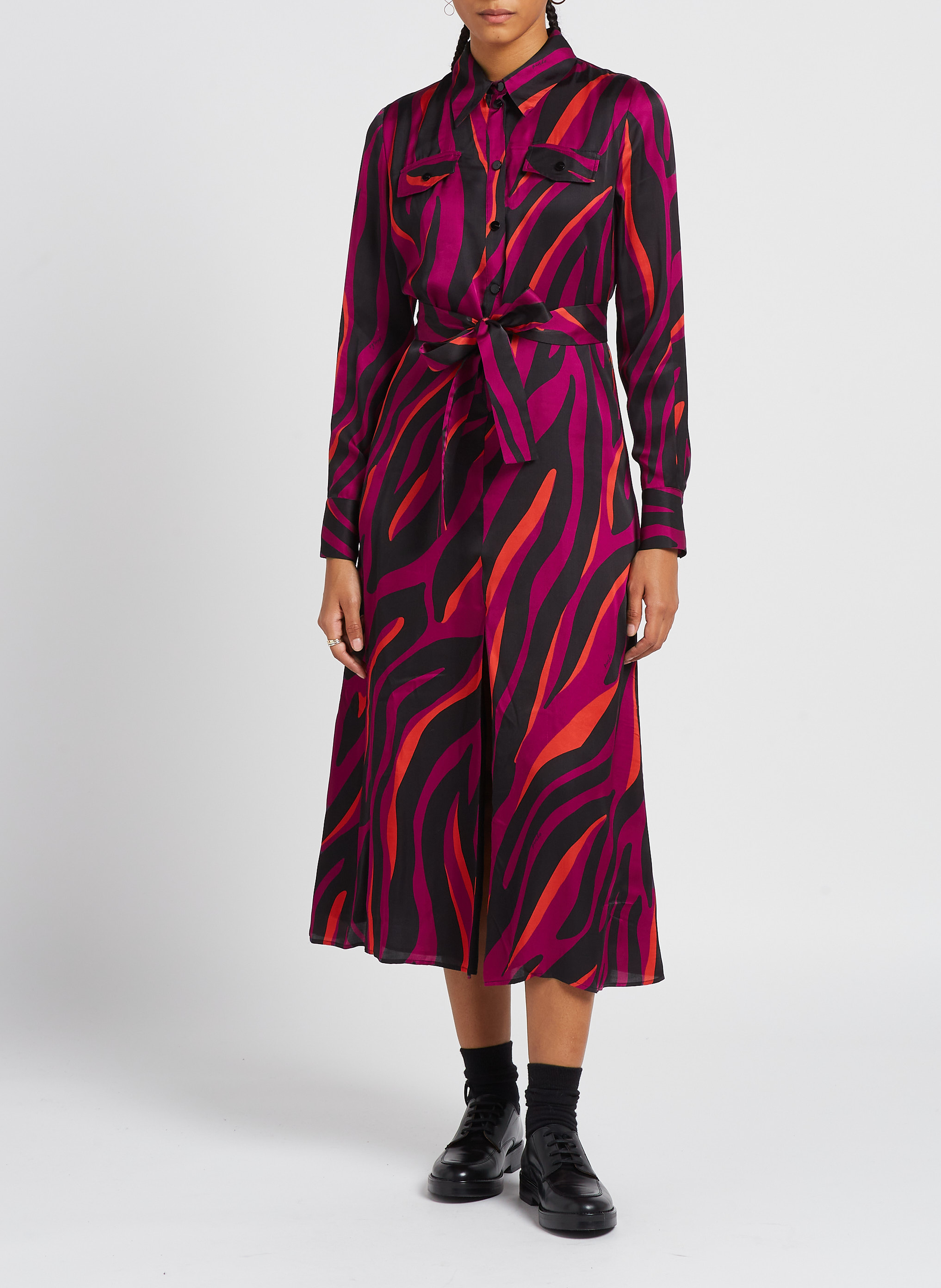 Gerade geschnittenes Hemdkleid mit klassischem Kragen PINKO Mehrfarbig