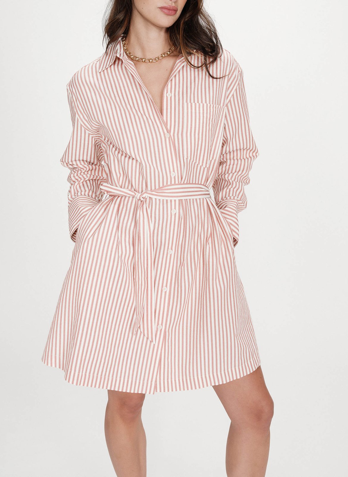 Robe courte col classique en coton mélangé GRACE ET MILA