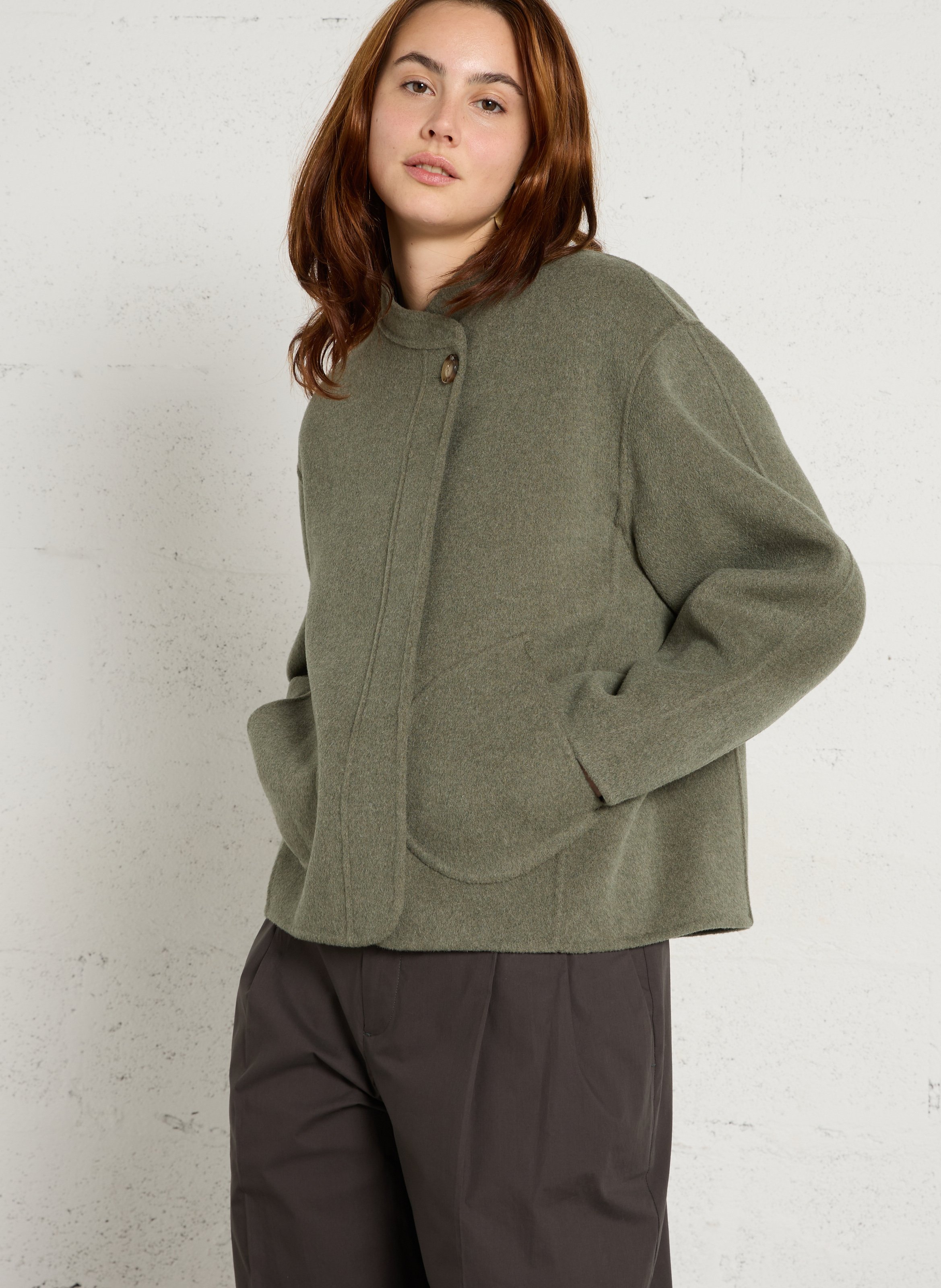 Jas met ronde hals | wolblend SOEUR