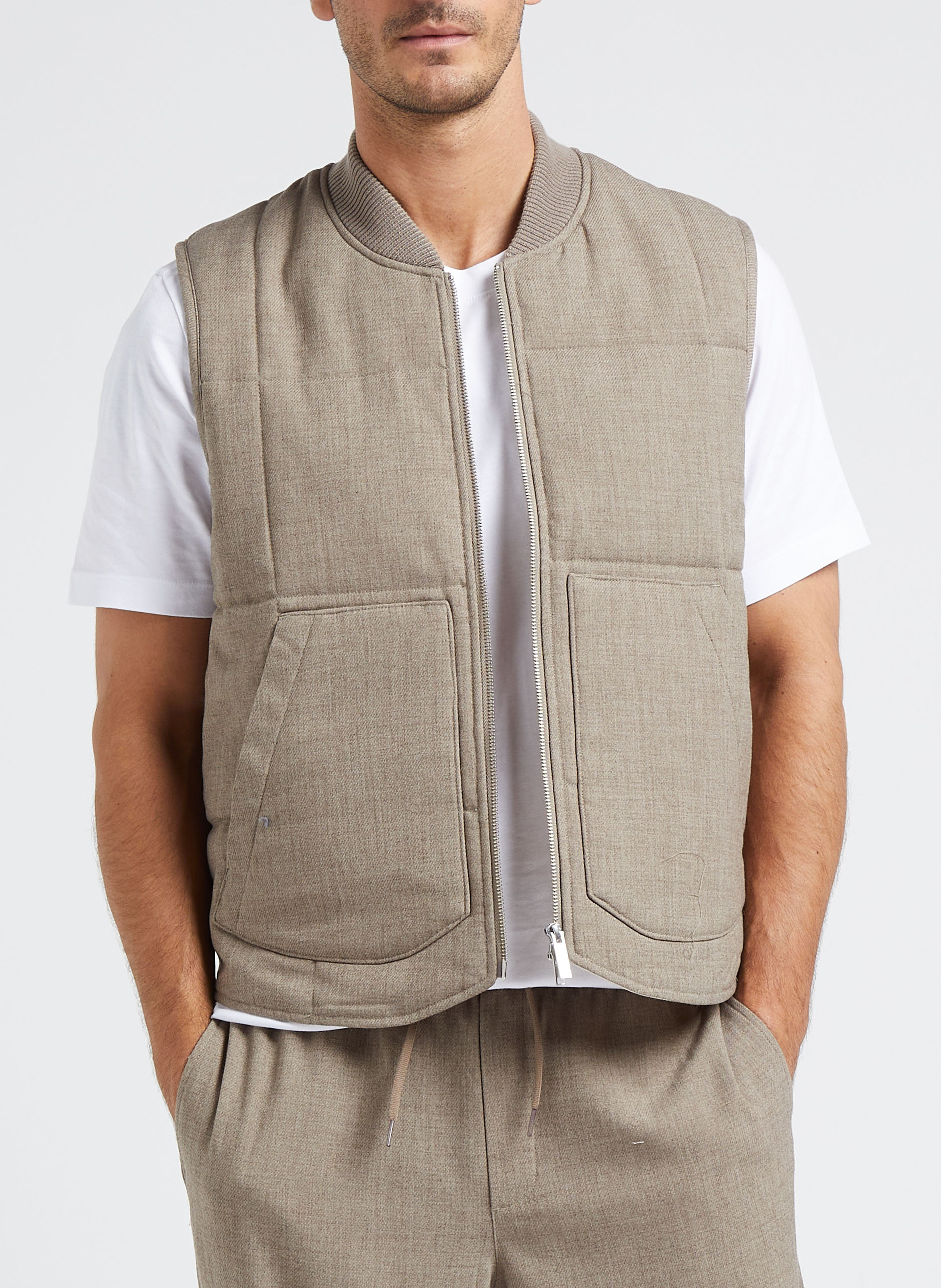 Veste col rond matelassée LES DEUX Beige