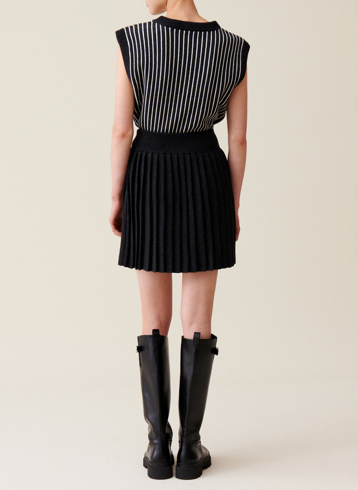 Korte plooirok van tricot CLAUDIE PIERLOT Grijs