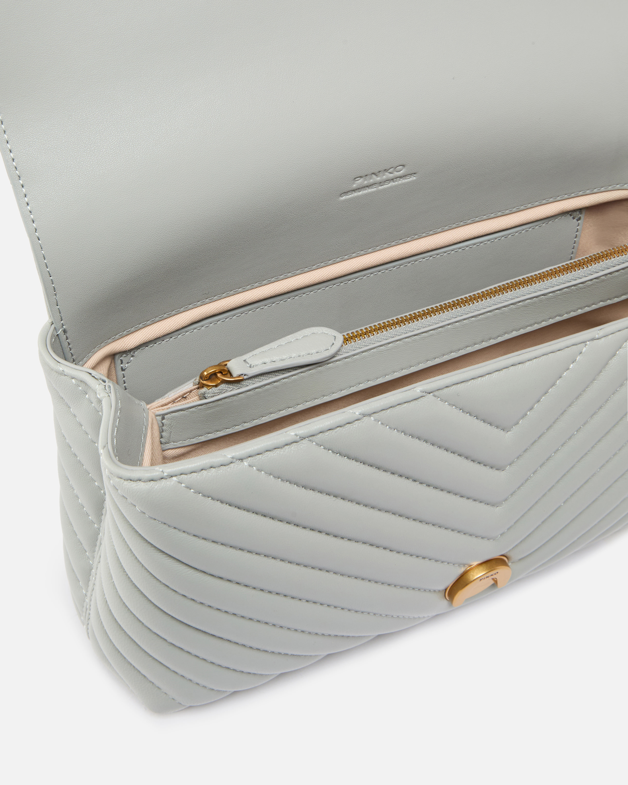 Medium Love Bag Puff Chevron in Nappa Leather PINKO Grey