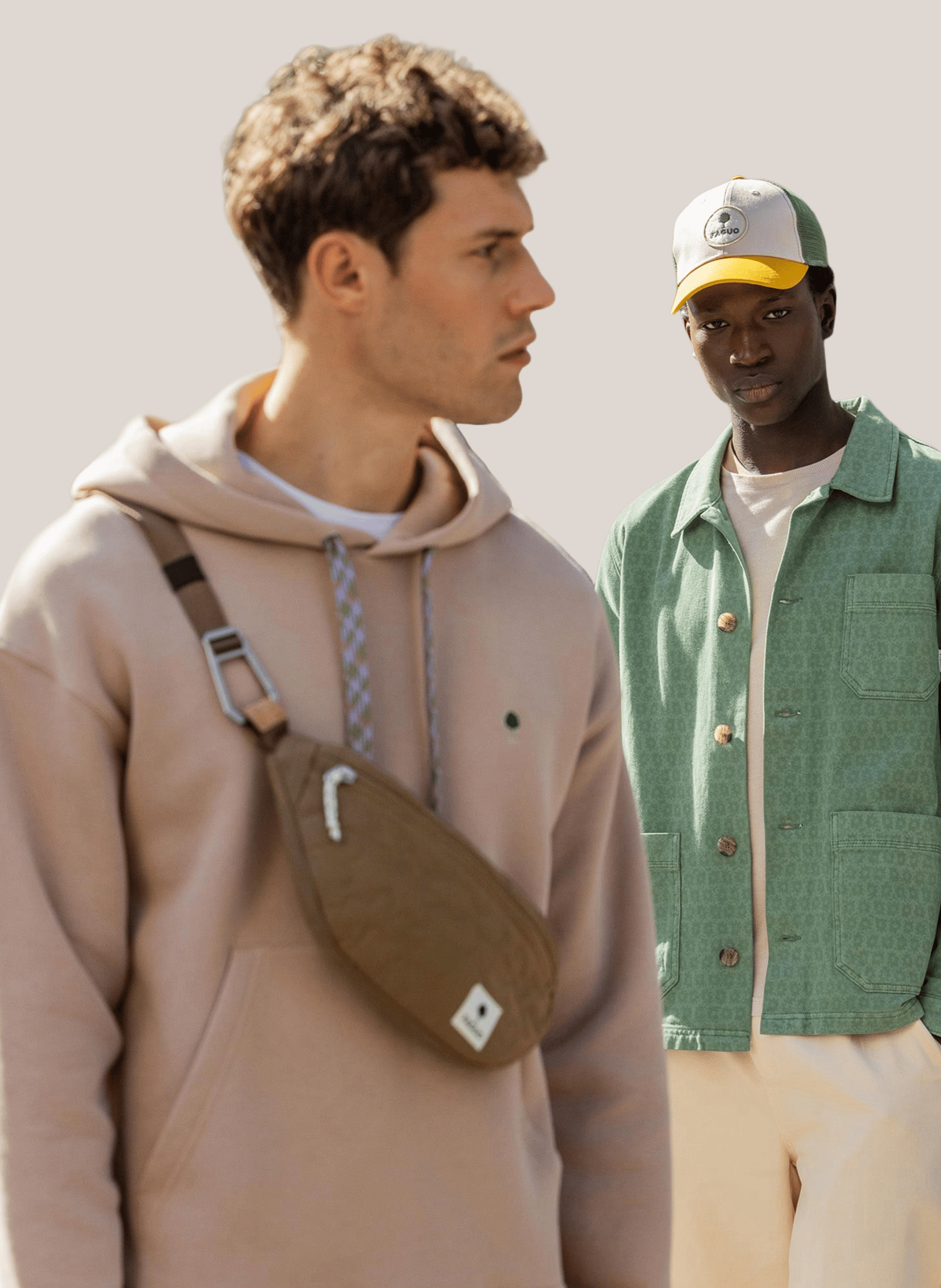 Printed canvas waist bag FAGUO Brown