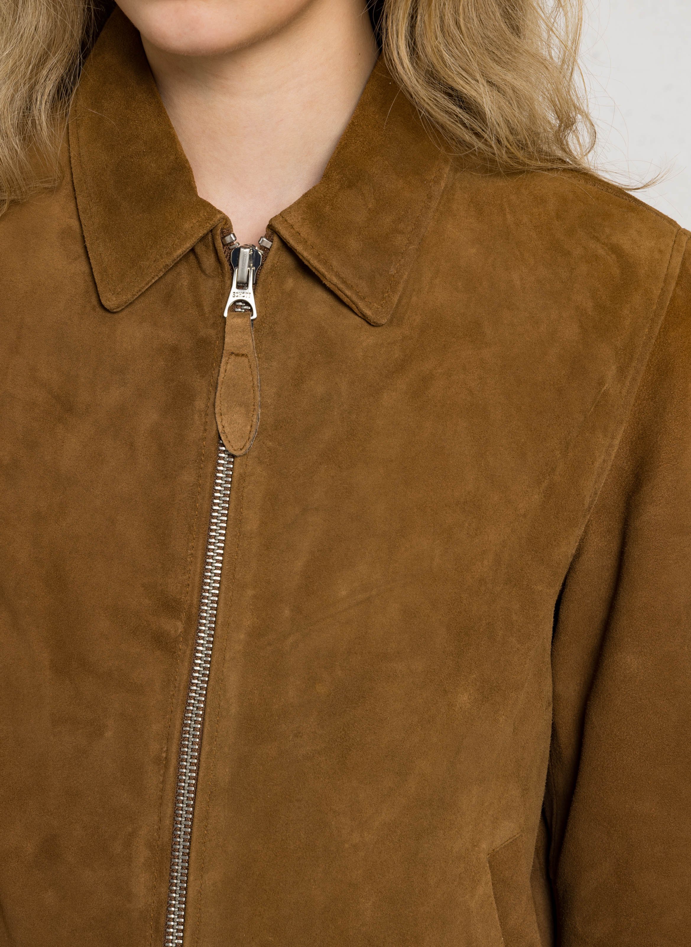 Gerade geschnittene Wildlederjacke mit Reißverschluss SCHOTT Rot