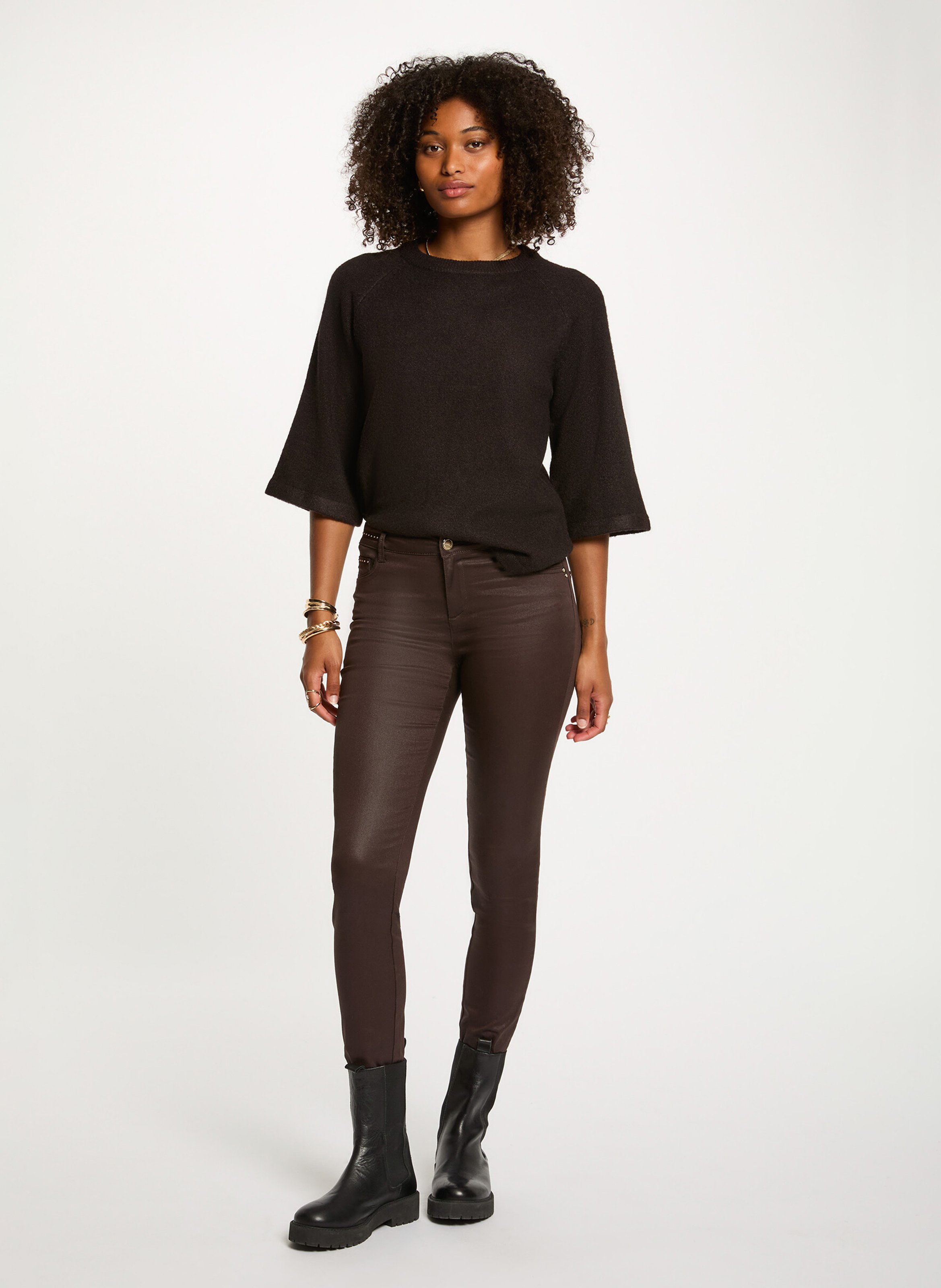 Beschichtete Slimfit-Hose MORGAN Braun