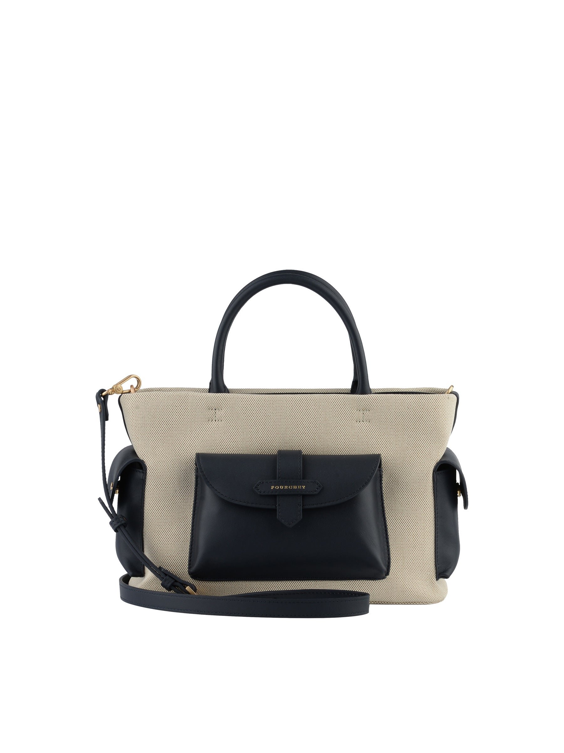 Calfskin leather handbag POURCHET Blue