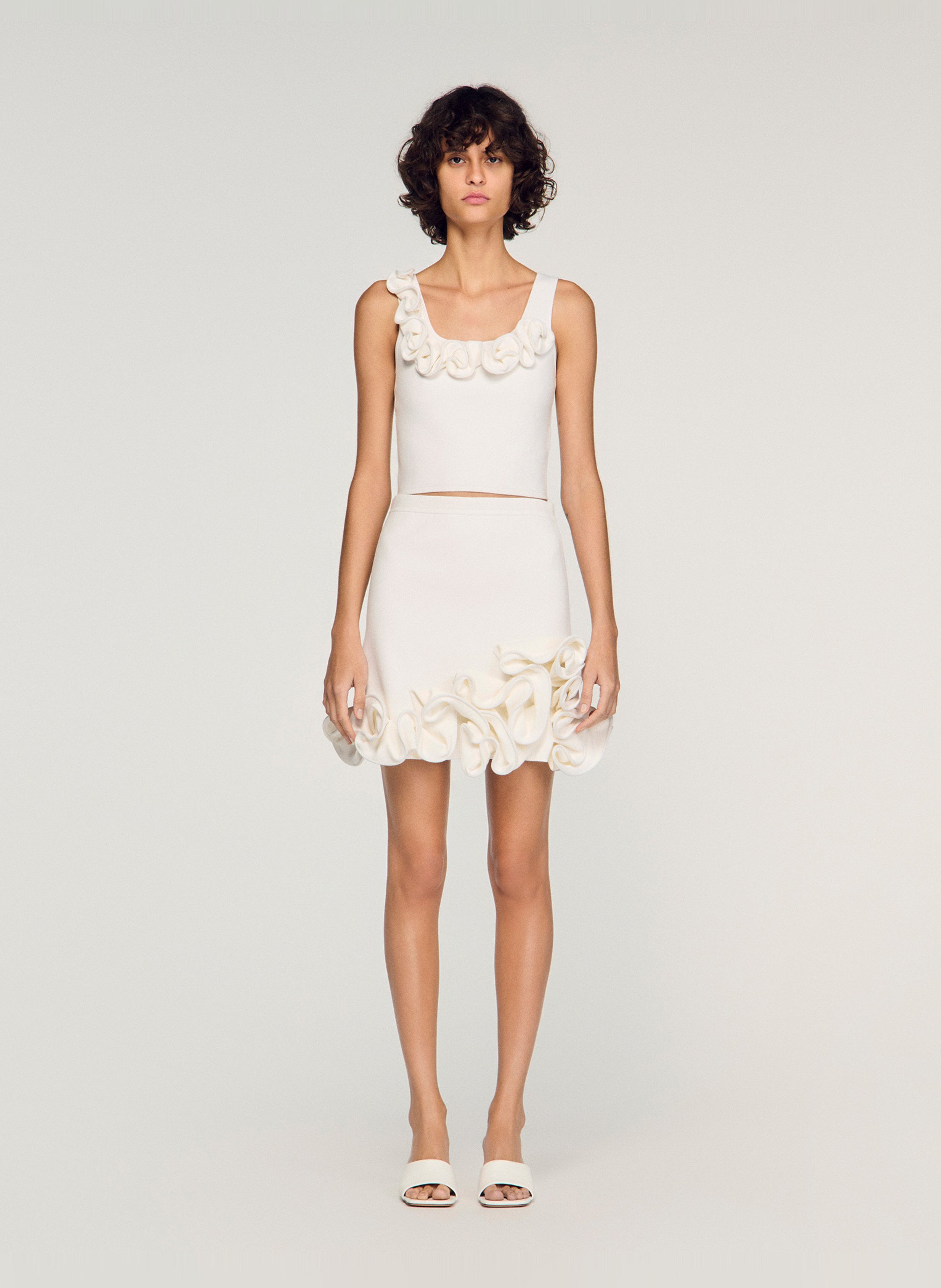 Korte, strakke top van jersey SANDRO Wit