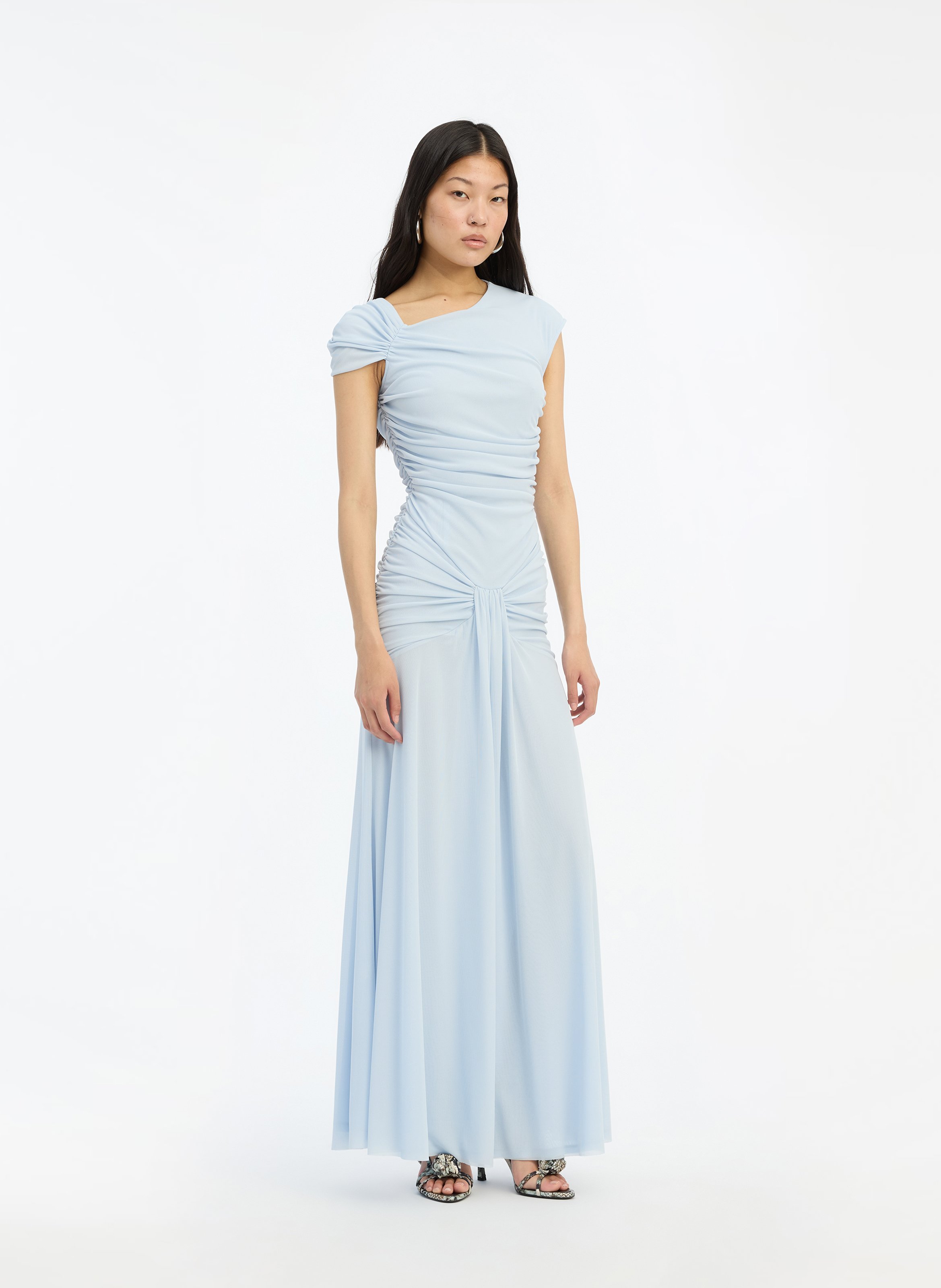 Robe longue ajustée drapée ROTATE Bleu