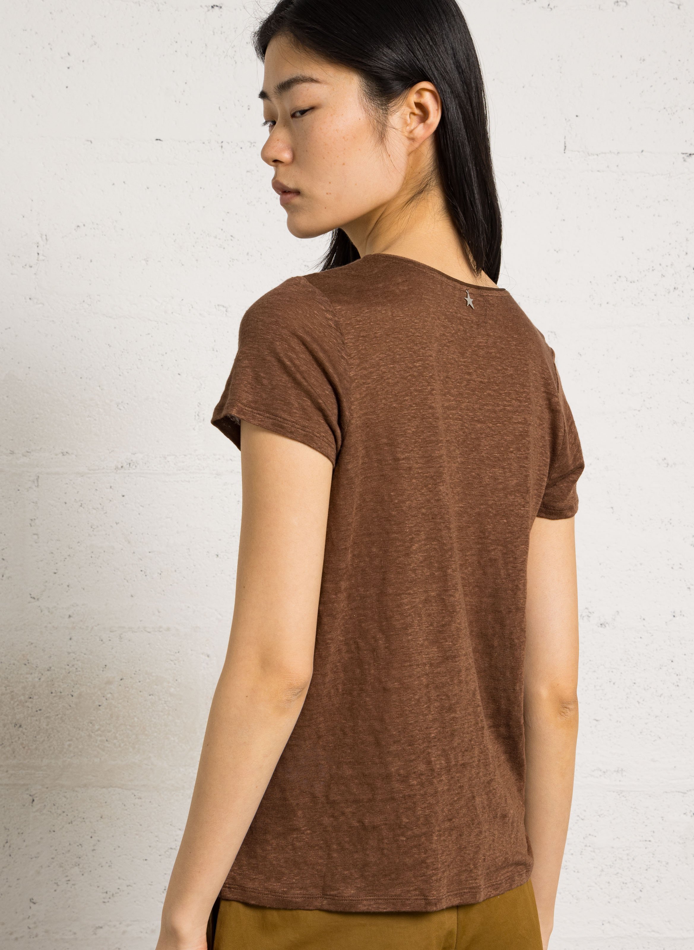 Tee-shirt col rond en lin SUD EXPRESS Marron