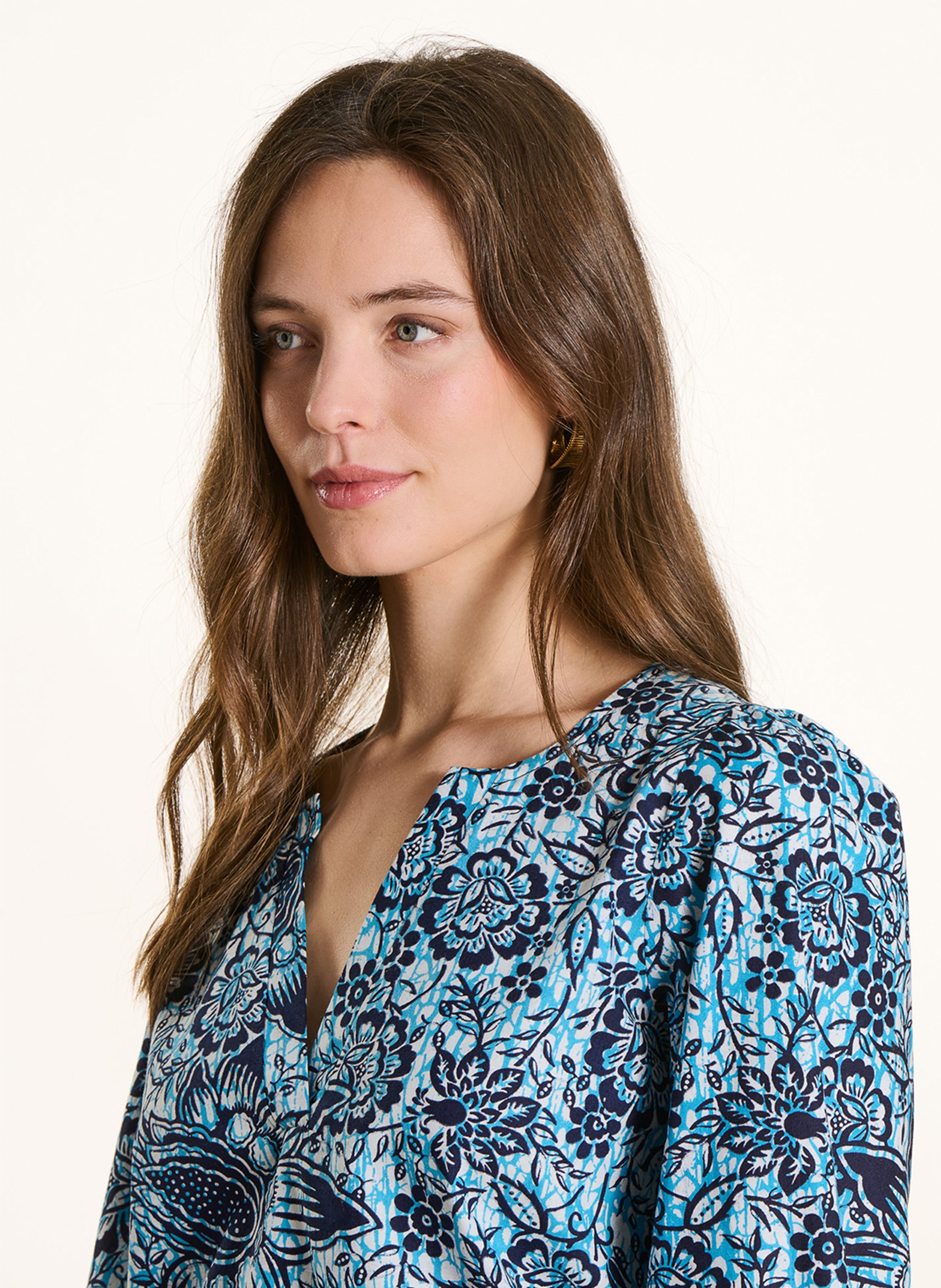 Cotton henley blouse LA FEE MARABOUTEE Blue