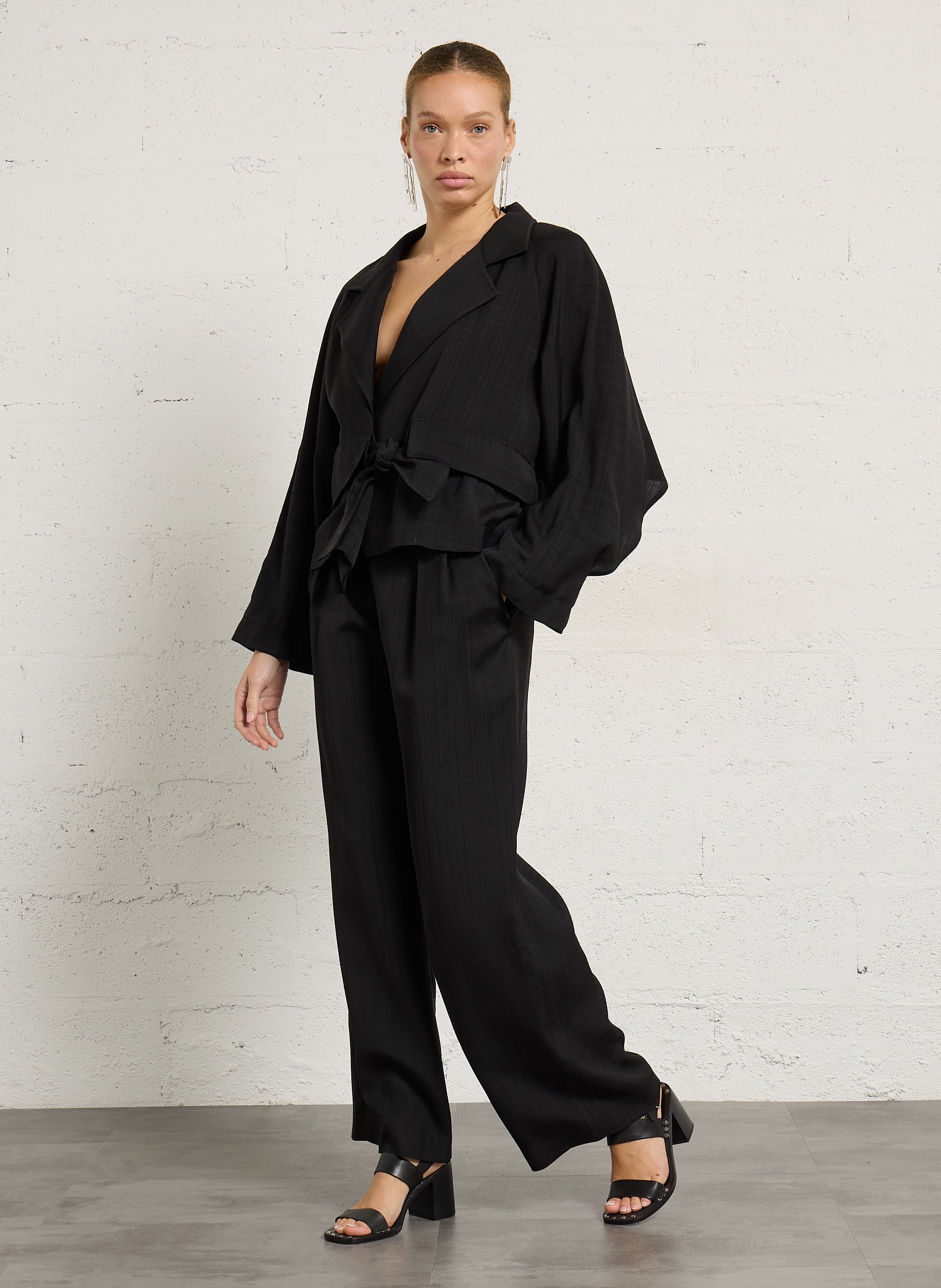 Bandplooibroek met hoge taille MARGAUX LONNBERG Zwart