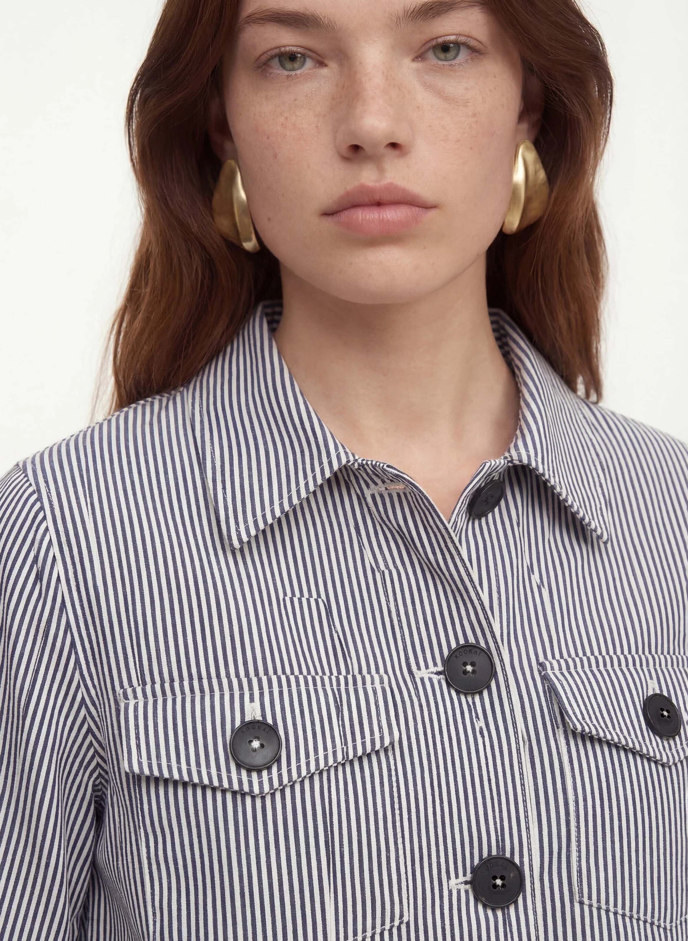 Veste courte droite à rayures KOOKAI Bleu