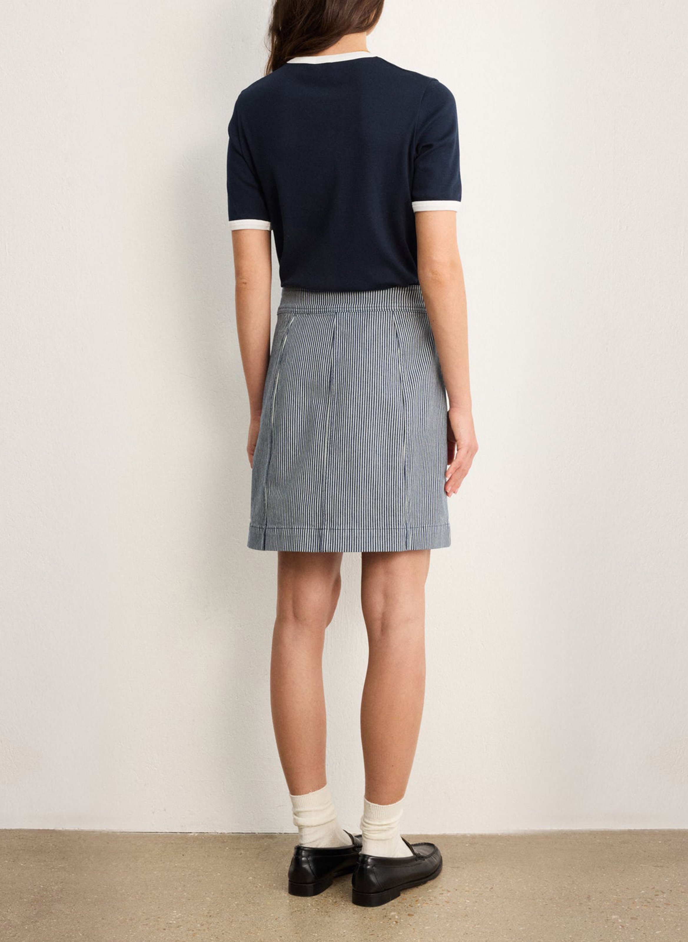 Falda corta evasé a rayas PABLO Azul