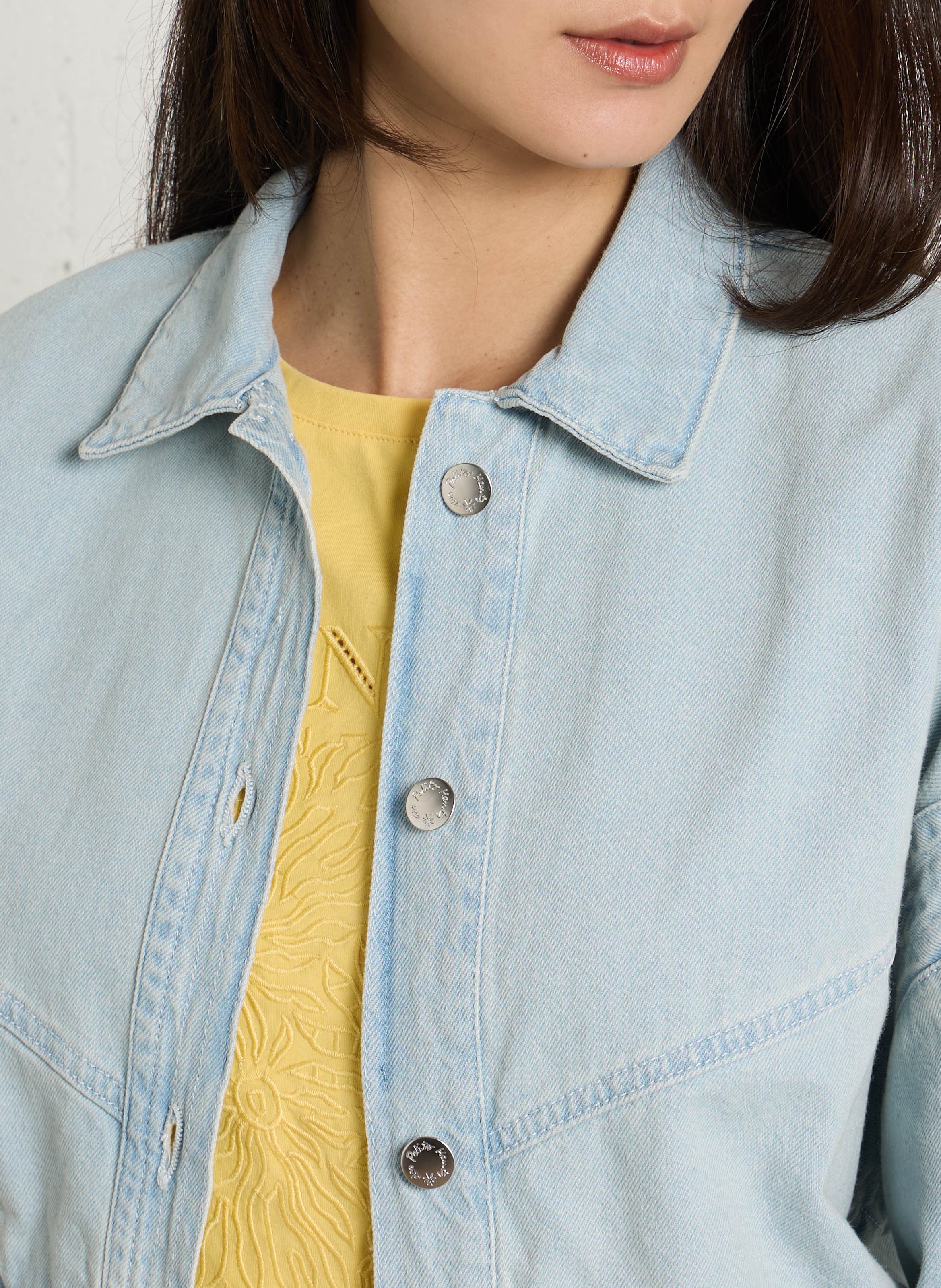 Oversize-Baumwolljacke mit klassischem Kragen DES PETITS HAUTS Blau