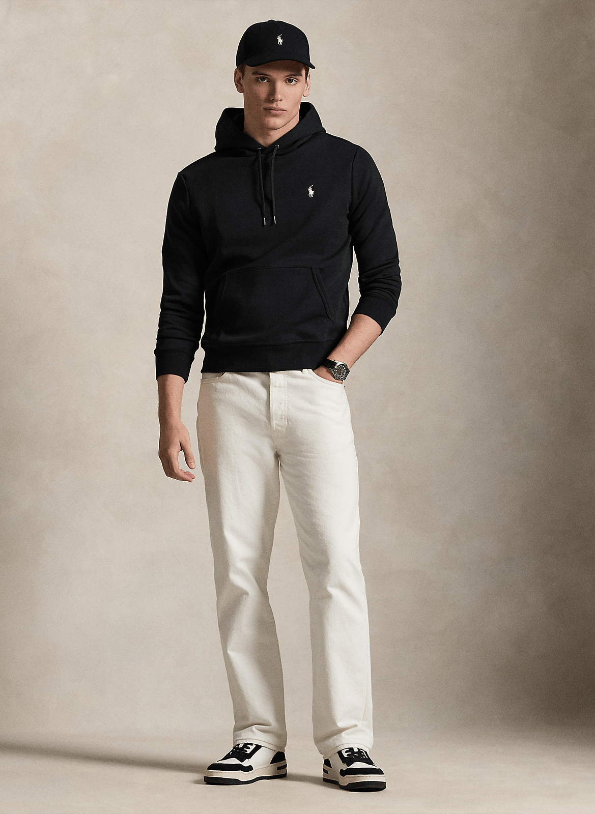 Straight cotton-blend hoodie POLO RALPH LAUREN Black