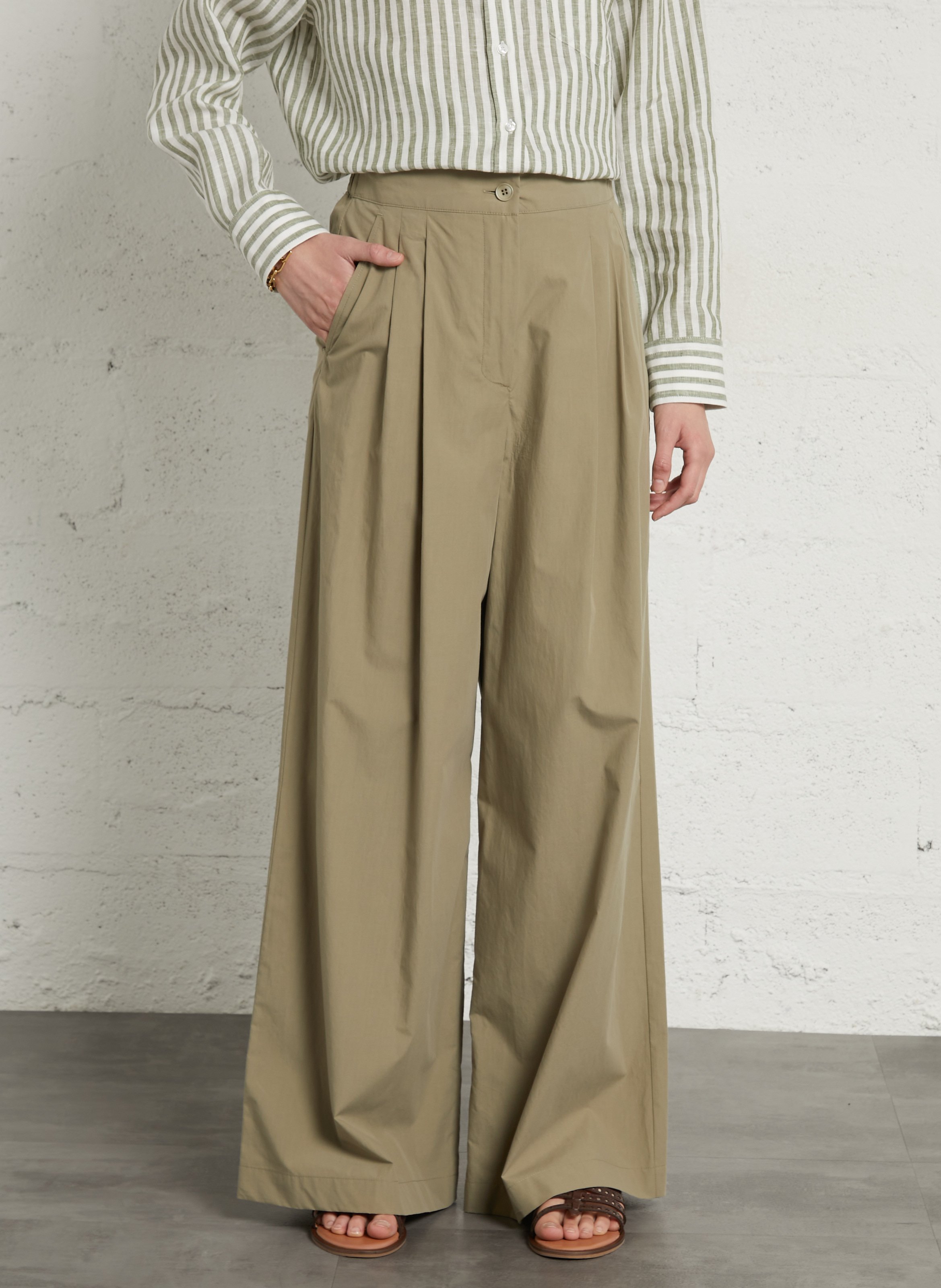 Pantalon large en coton MAX MARA WEEK END Vert