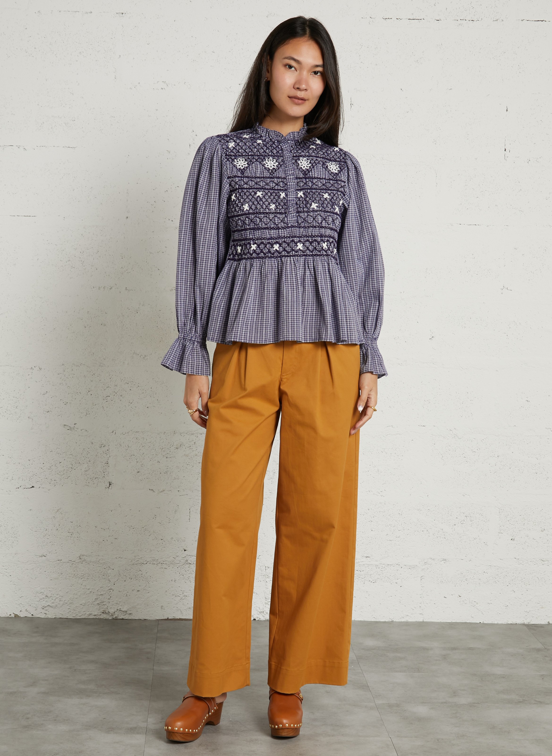 Round-neck organic cotton blouse LOUISE MISHA Blue