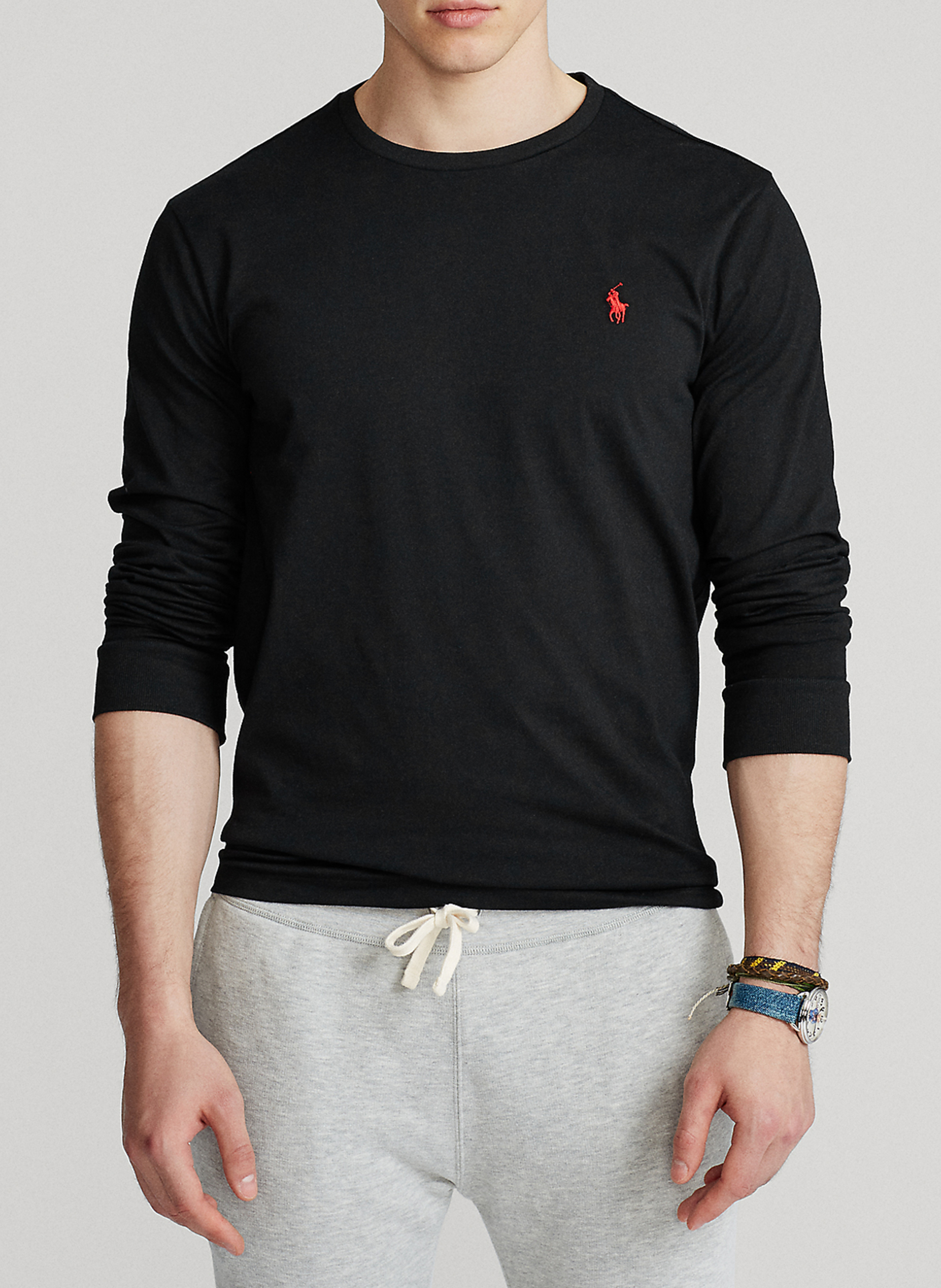 Langärmliges Rundhals-T-Shirt aus Baumwolle POLO RALPH LAUREN Schwarz