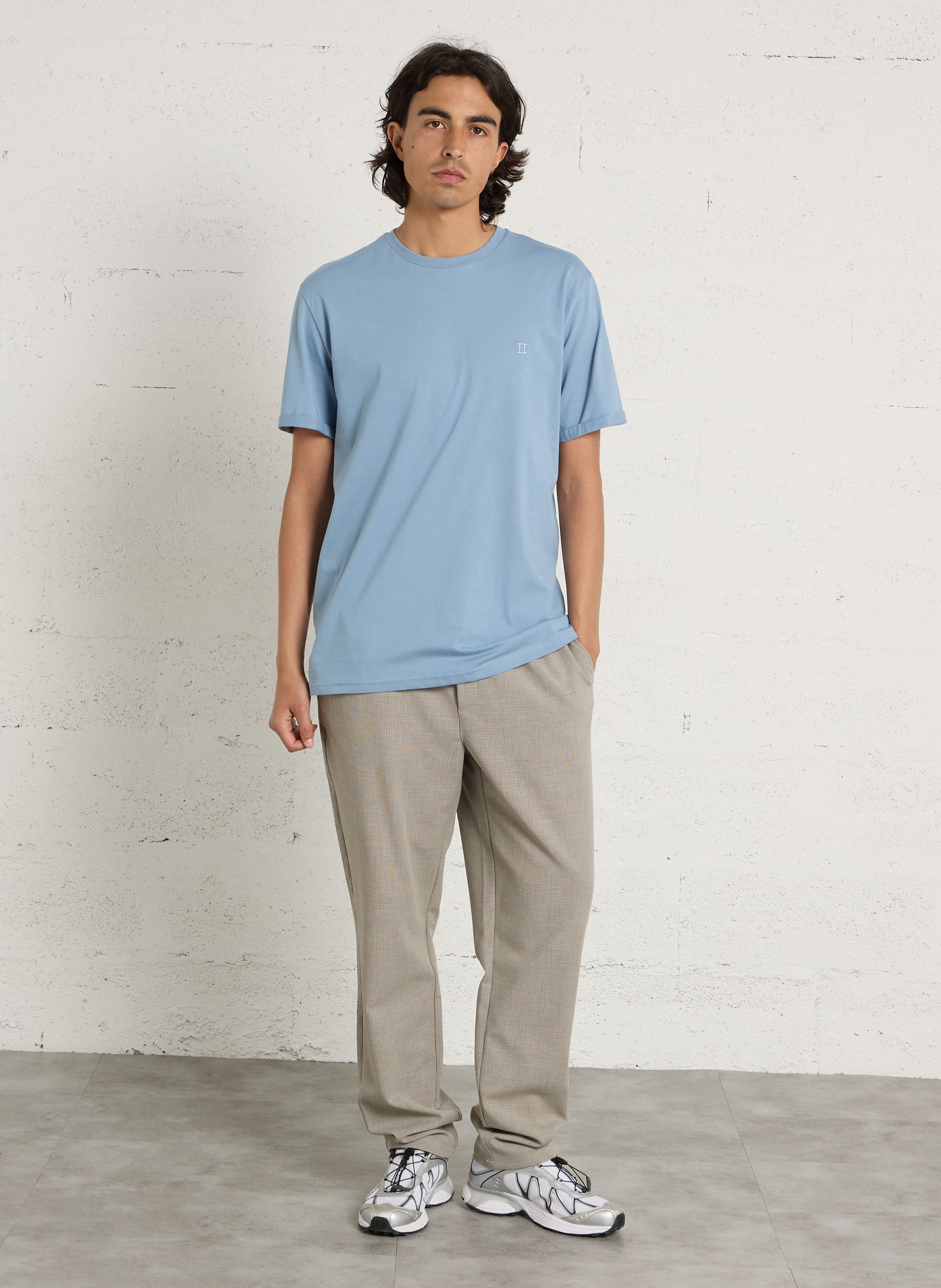 Rundhals-T-Shirt aus Bio-Baumwolle LES DEUX Blau