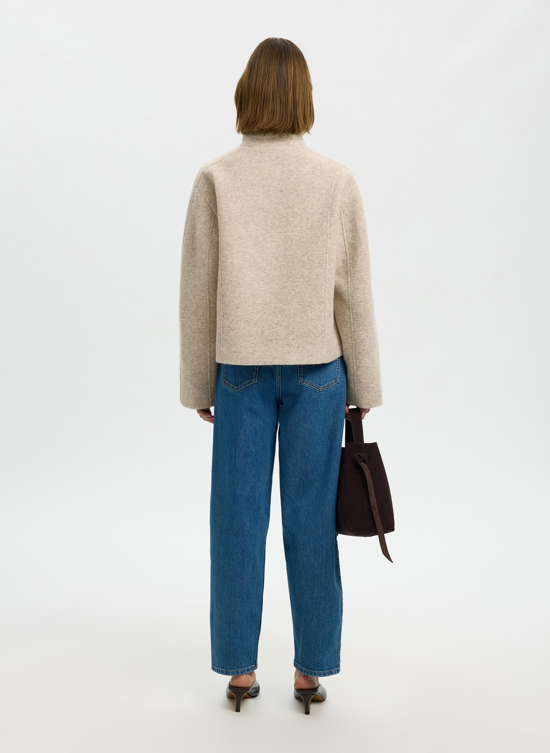 Veste oversize en laine recyclée mélangée SELECTED Beige