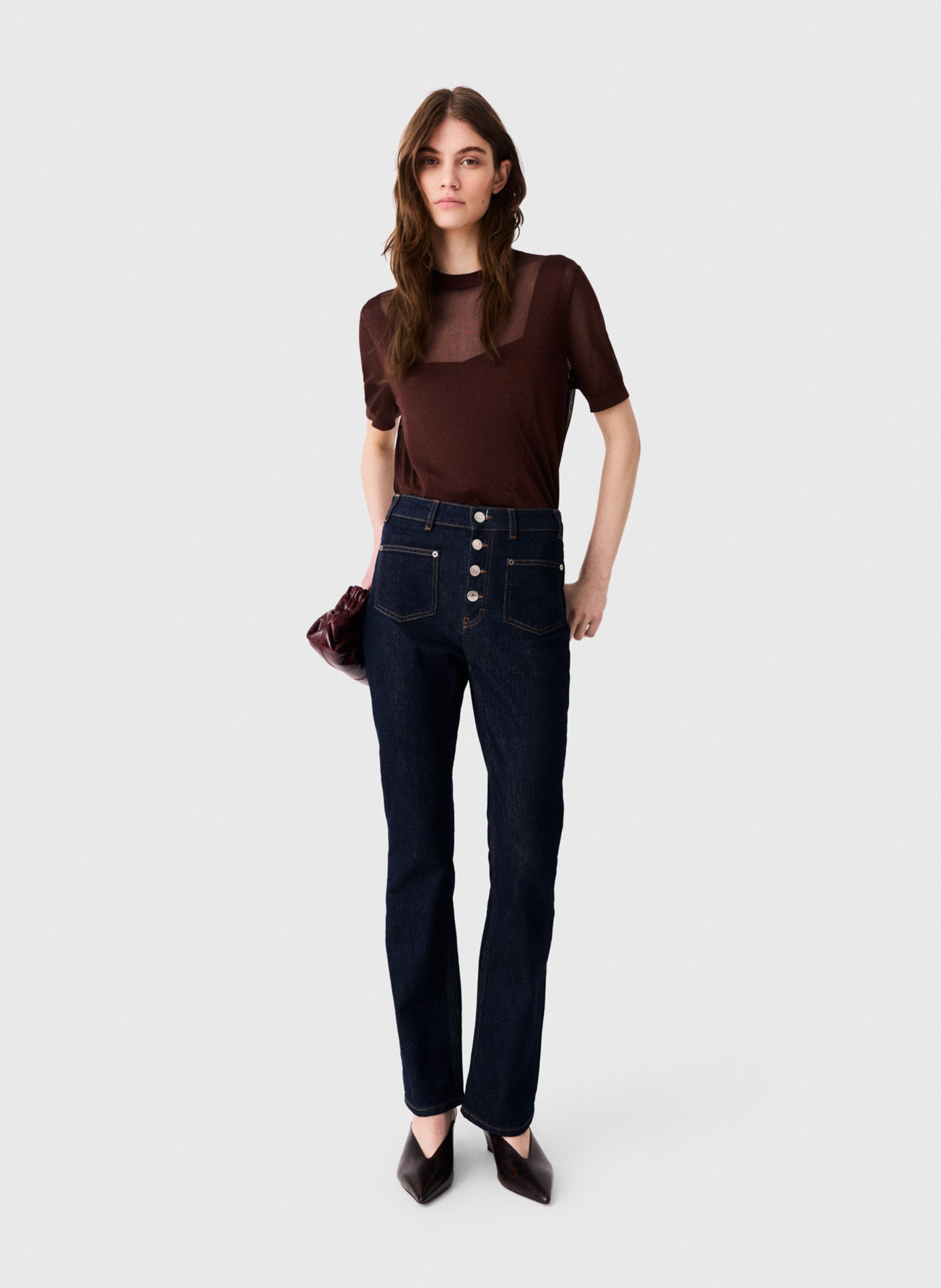 Hoge taille ruwe knoop jeans MAJE Blauw