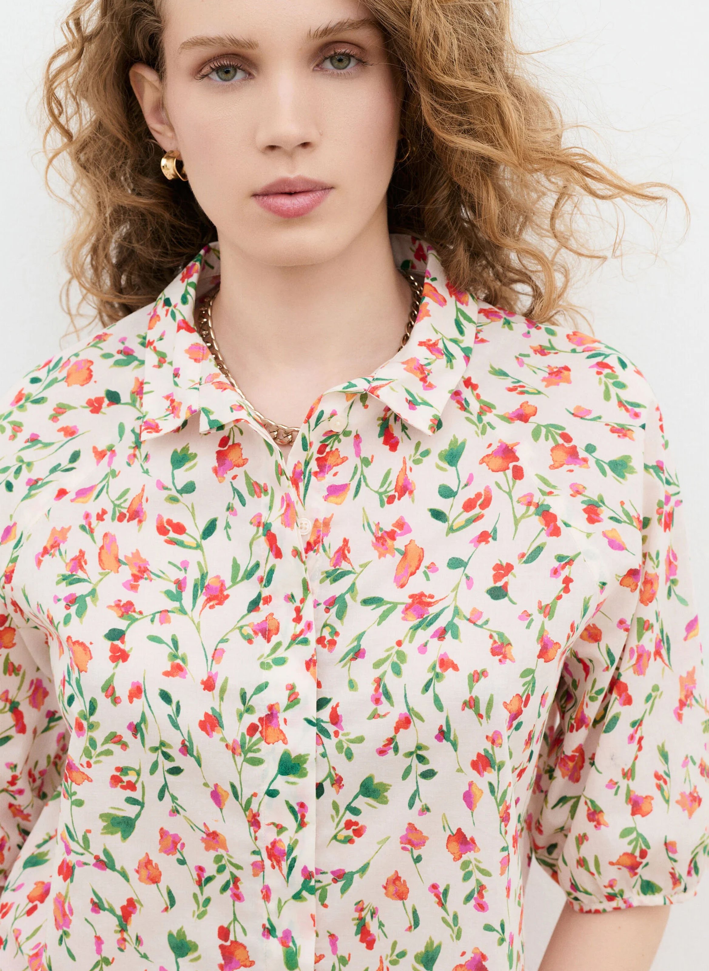 Blouse à imprimé fleuri CAROLL Beige