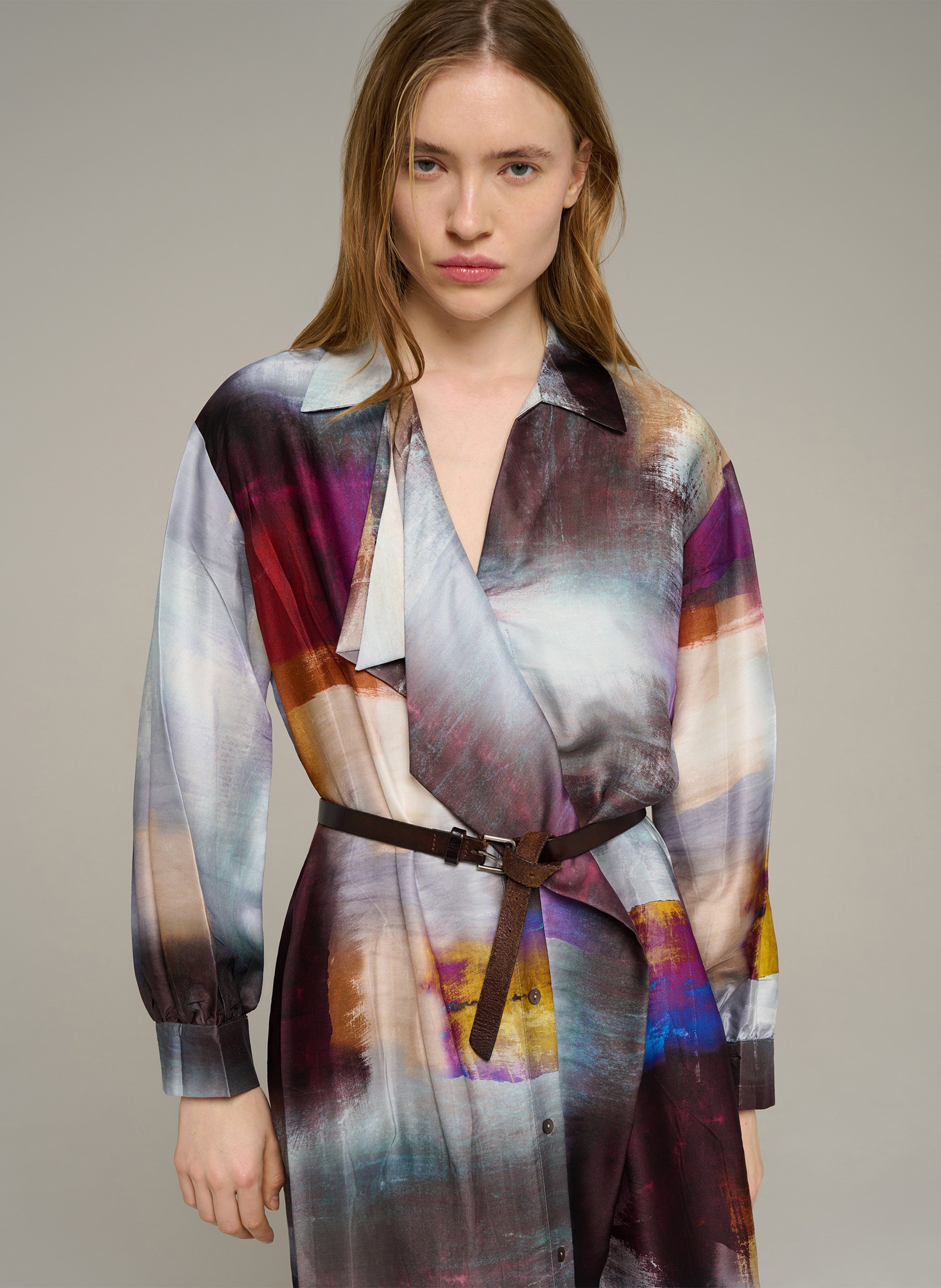 Halflange jurk met ceintuur COTELAC Blauw