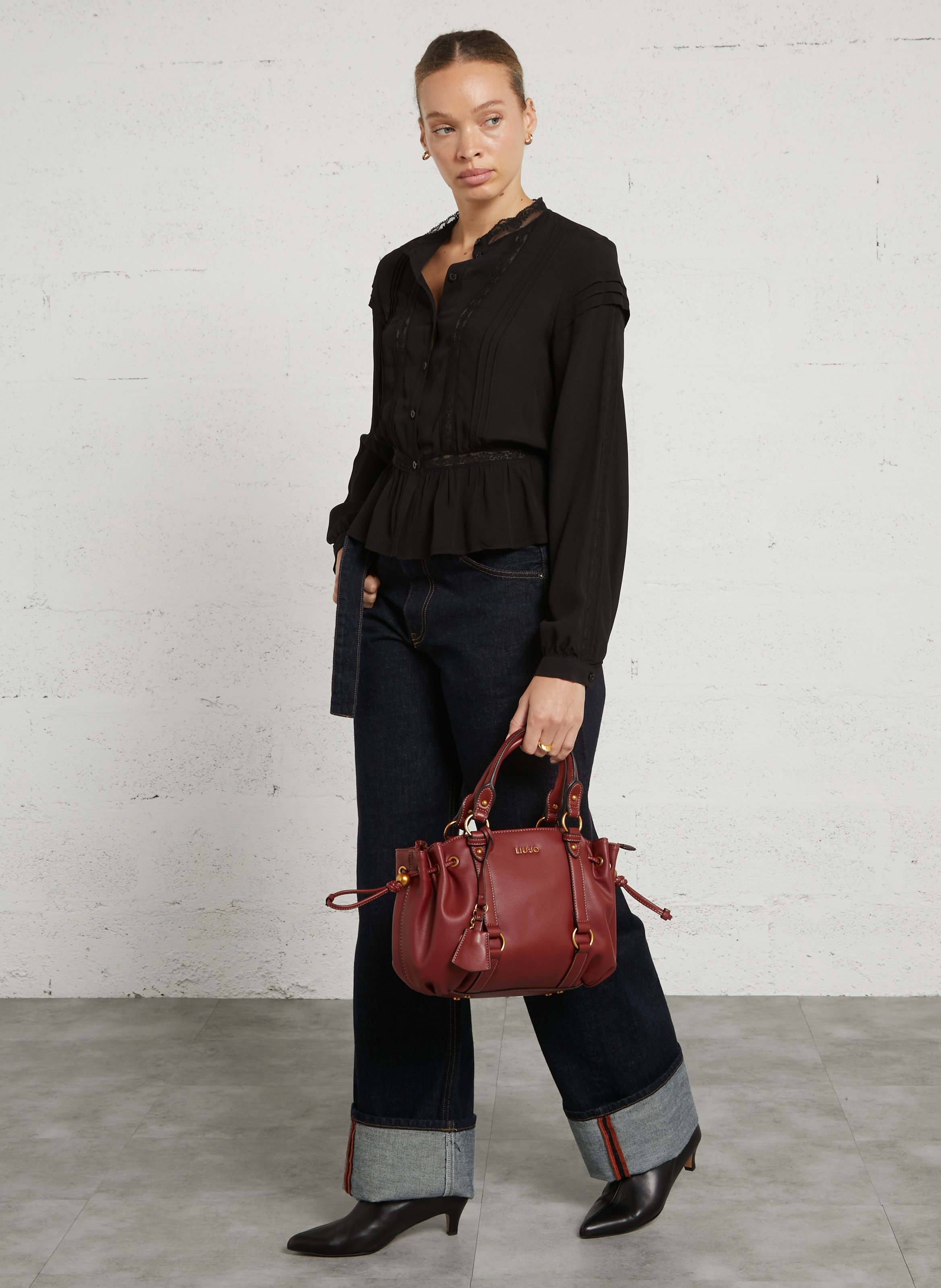 Lace shirt with mandarin collar LIU JO Black