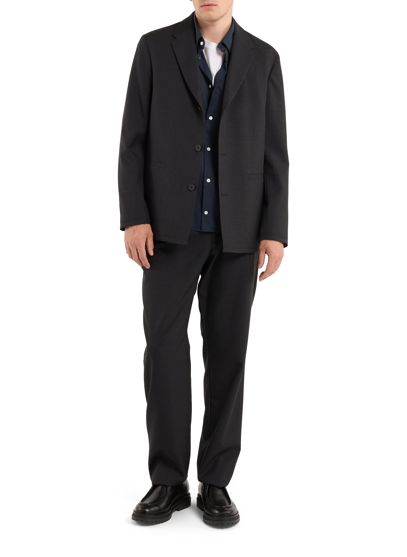 Straight wool suit jacket in iso SAISON 1865 Grey
