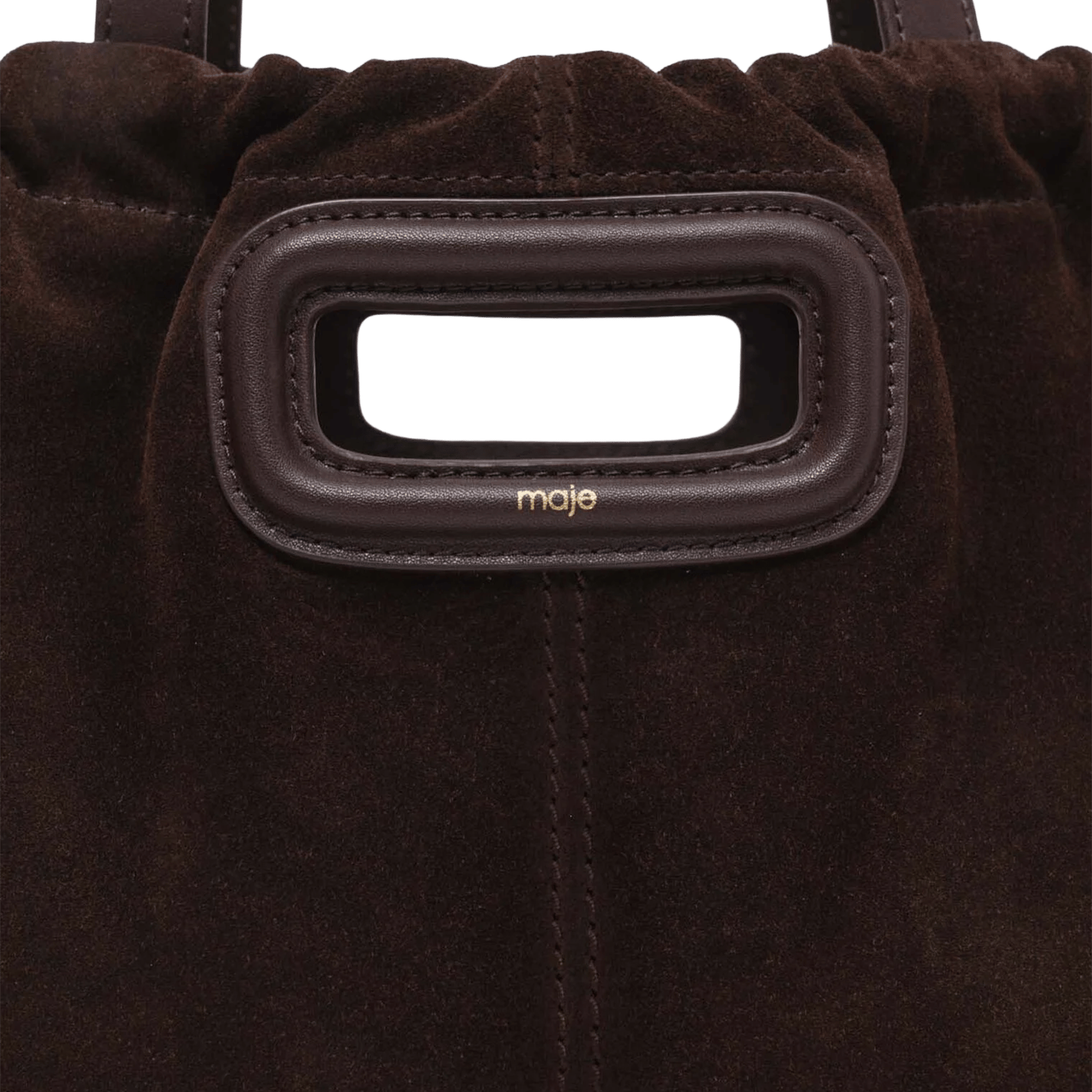 Sac porté épaule en cuir MAJE Marron