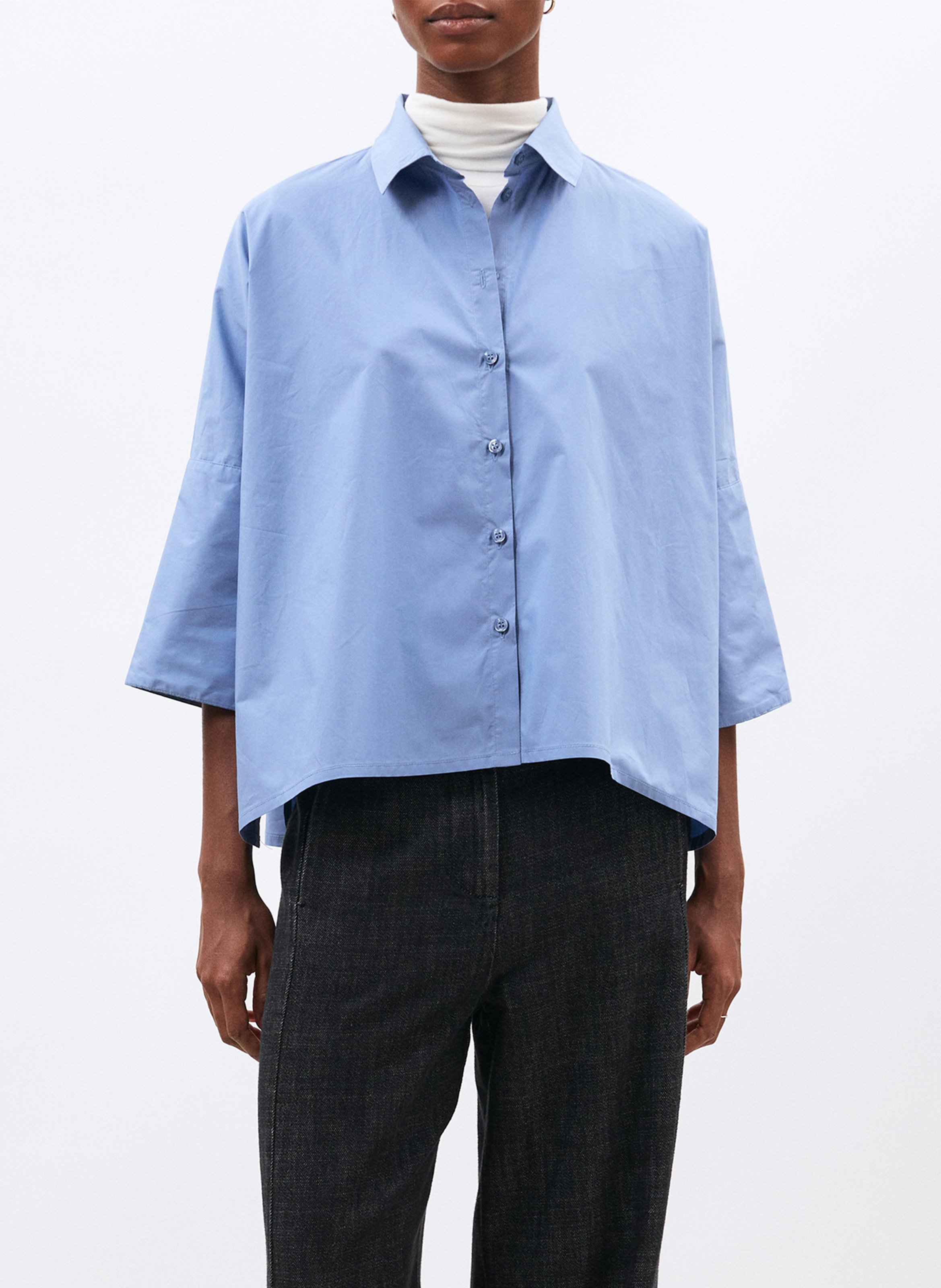 Loose-fitting cotton shirt with pattern HUMILITY Blue