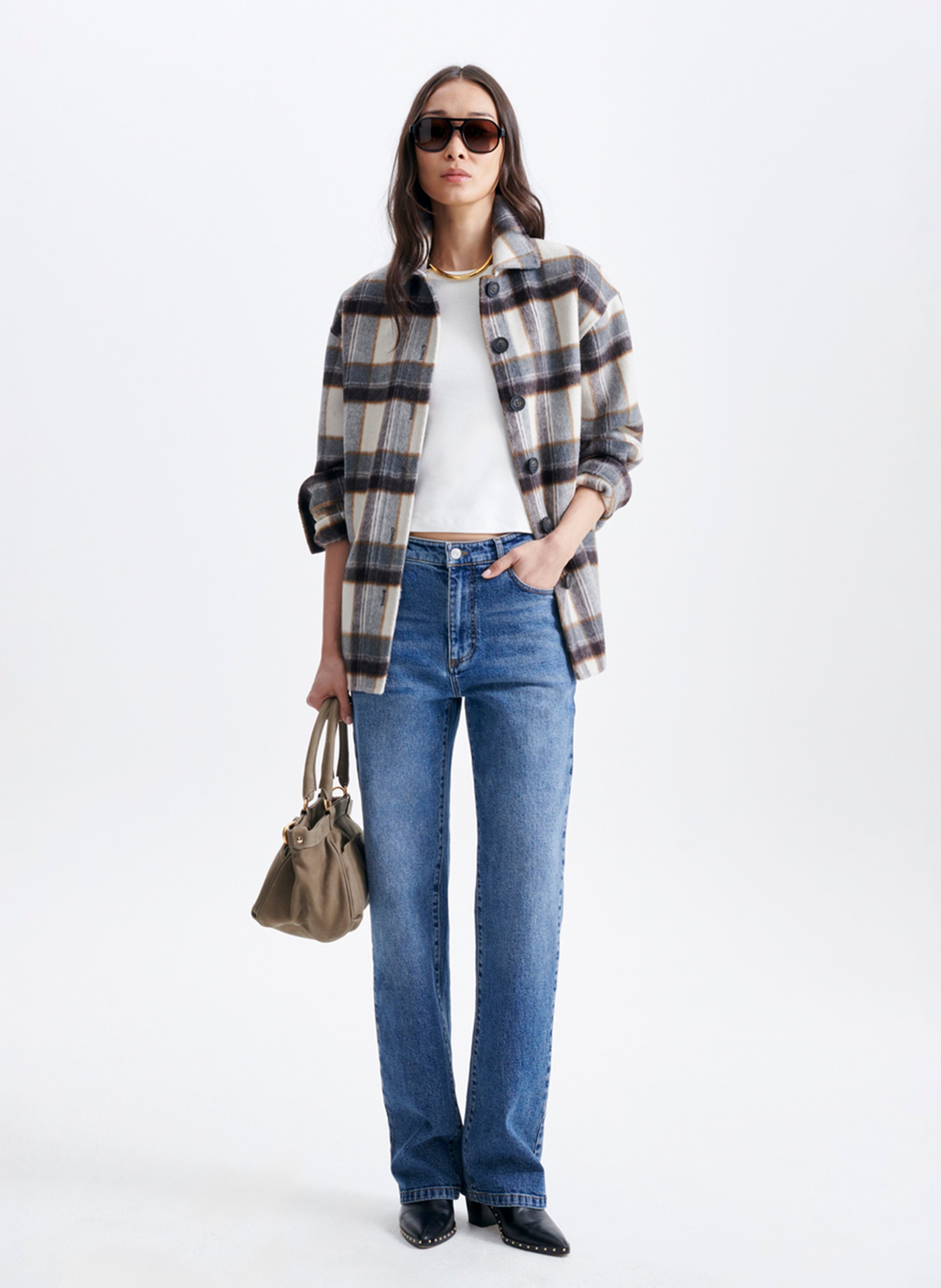 Wool-blend overshirt with classic collar VANESSA BRUNO Grey