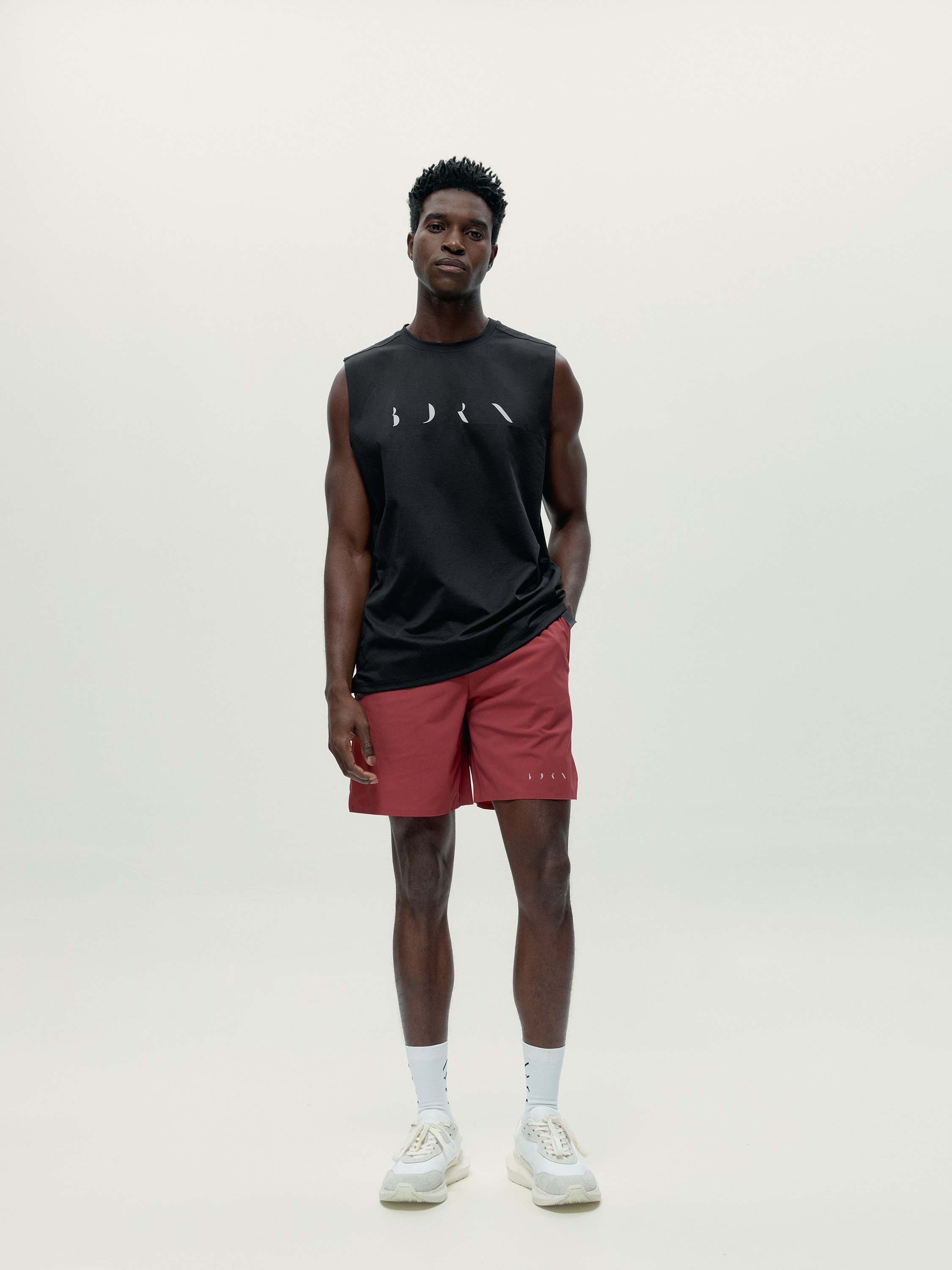 Men's sleeveless sports t-shirt by Daxon. BORN Black