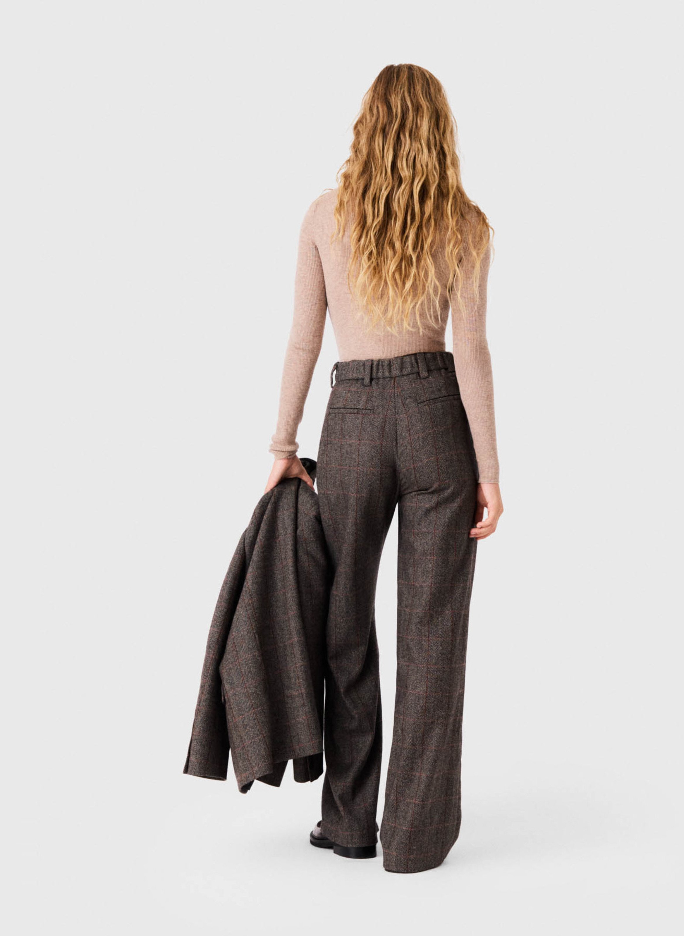 Wide-leg wool-blend pants MAJE Brown