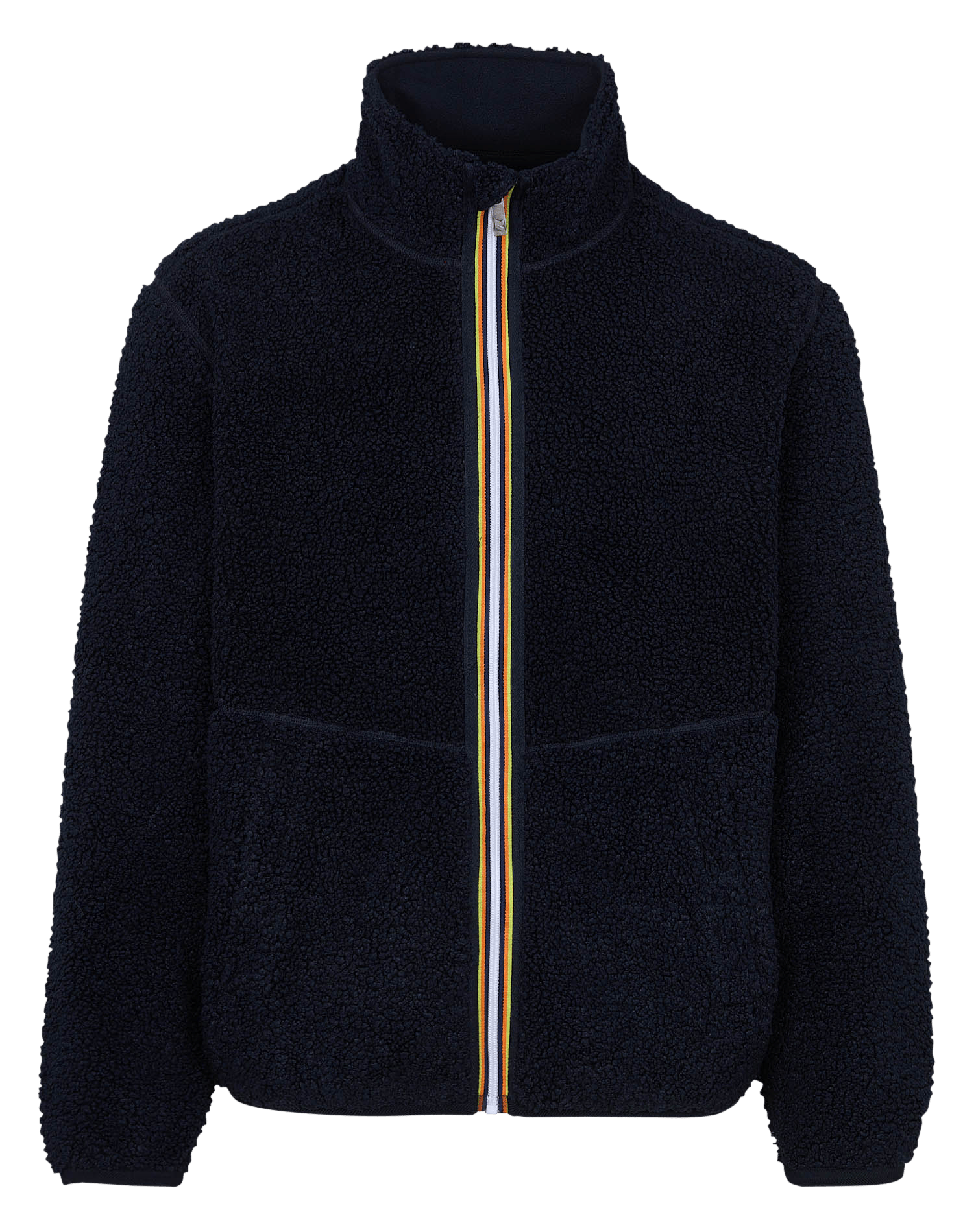 Straight-cut sherpa zip-up fleece with stand-up collar K-WAY Blue