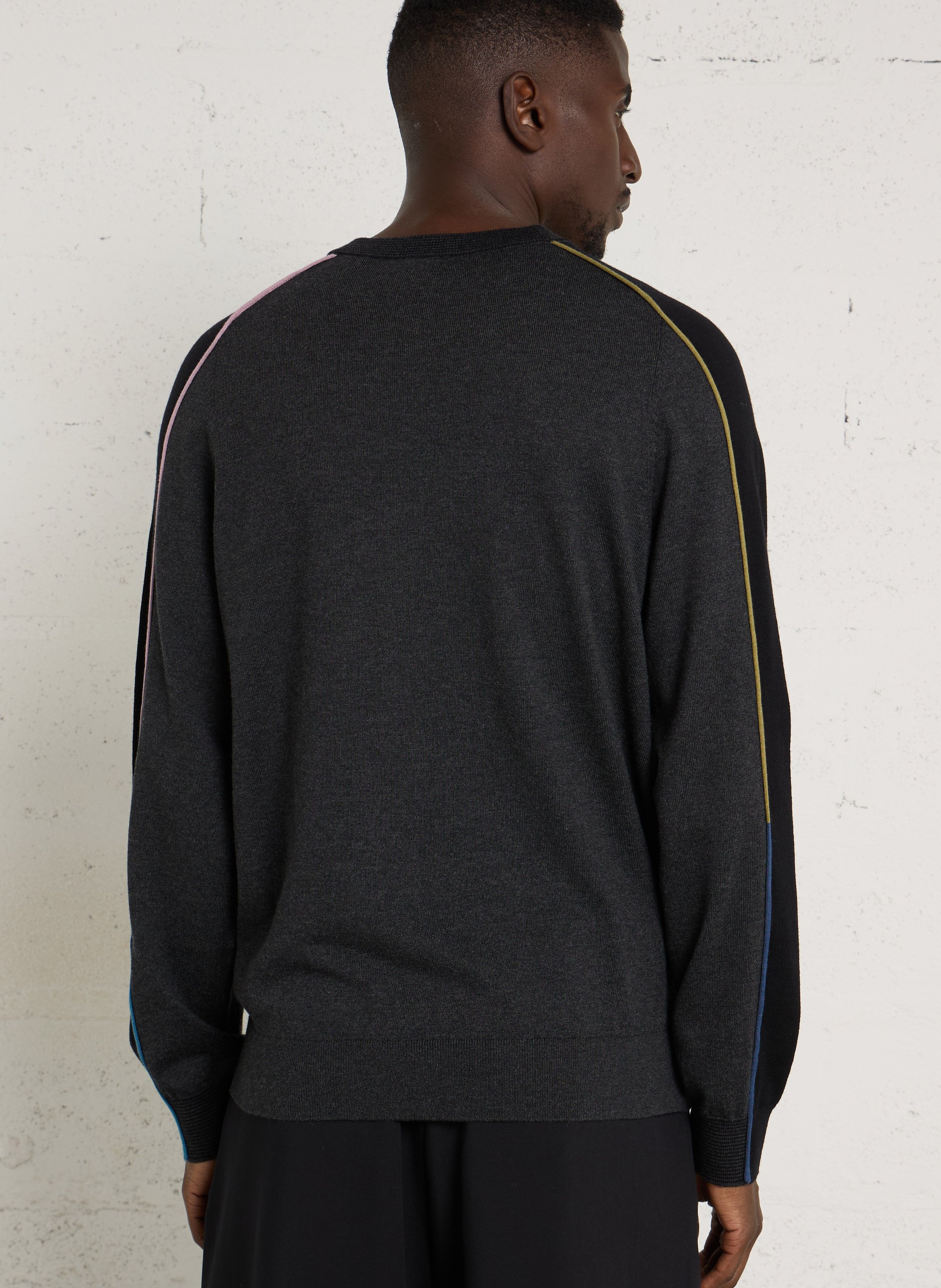 Pull fin col rond en coton et laine PAUL SMITH Noir