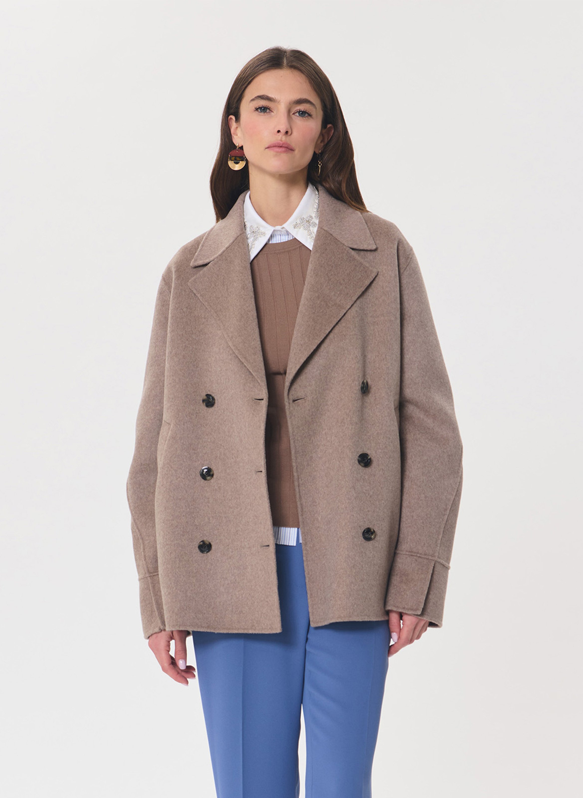 Manteau ample en laine mélangée TARA JARMON Marron