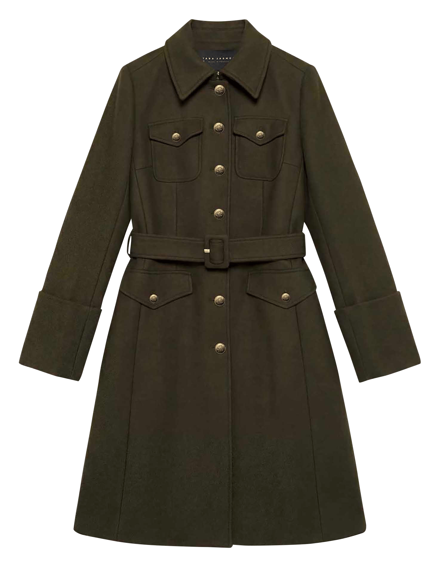 Trench long ceinturé en suède TARA JARMON Vert