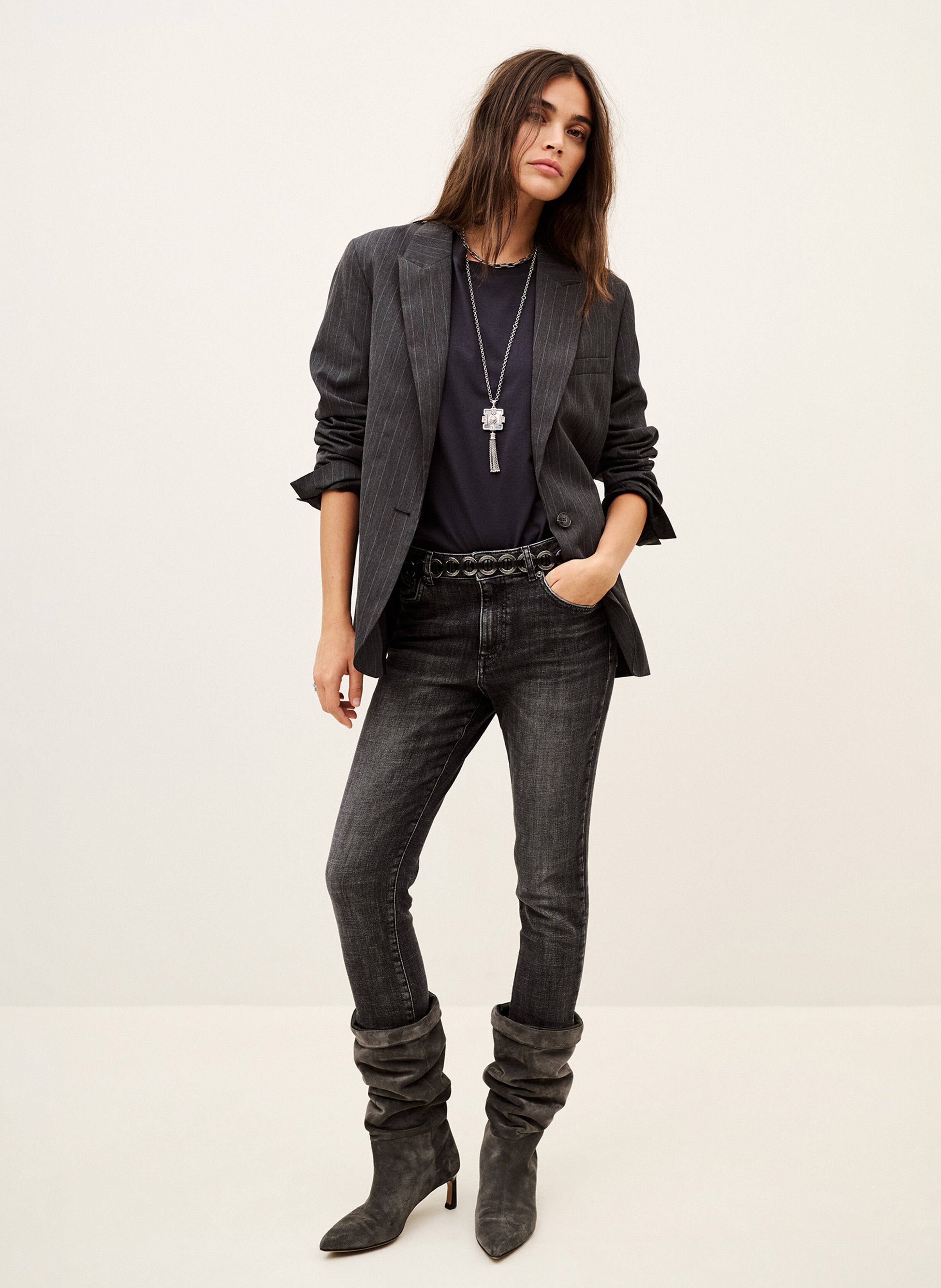 Wool-blend jacket with tailored collar BA&SH Grey