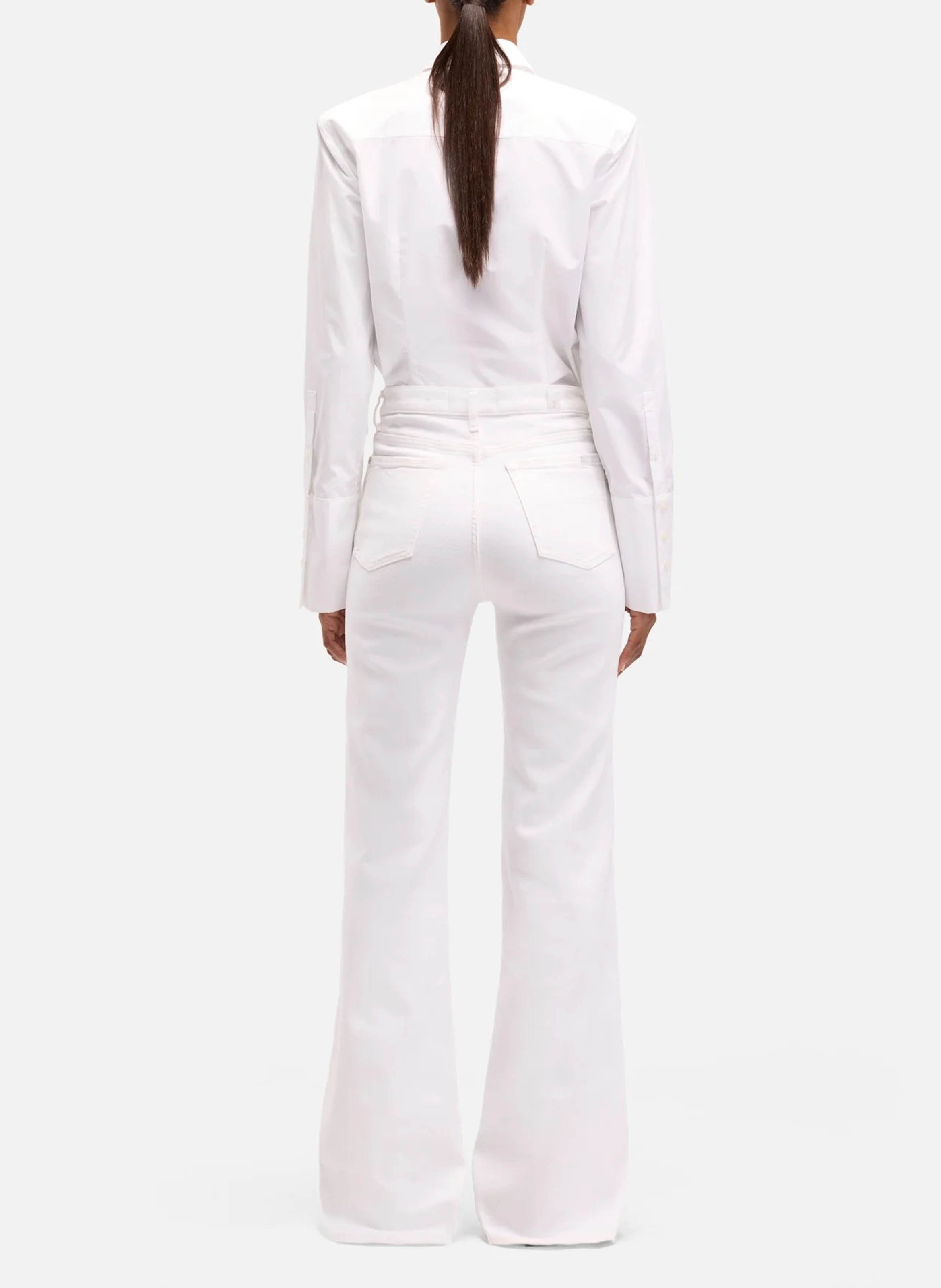 Jean flare taille haute uni 7 FOR ALL MANKIND Blanc