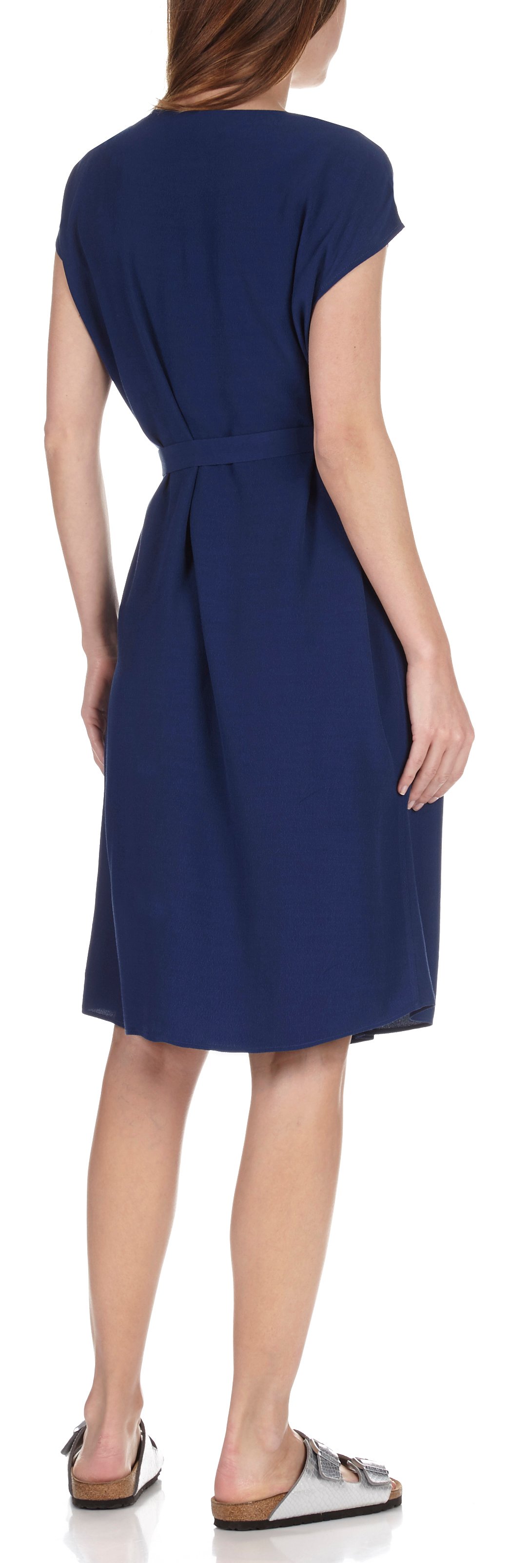 Robe midi ceinturée en crêpe ATTIC AND BARN Bleu