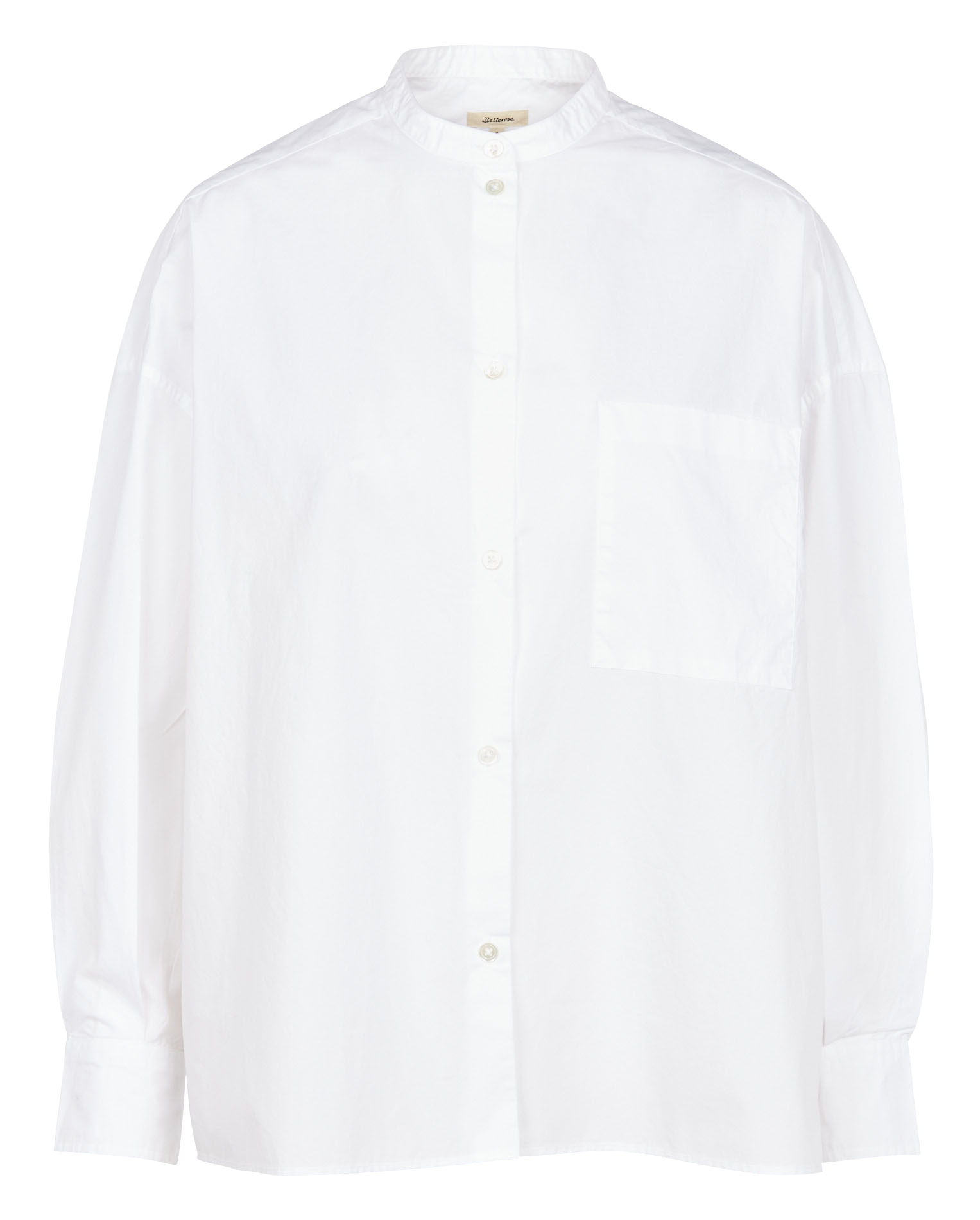 Chemise col rond ample en coton Blanc