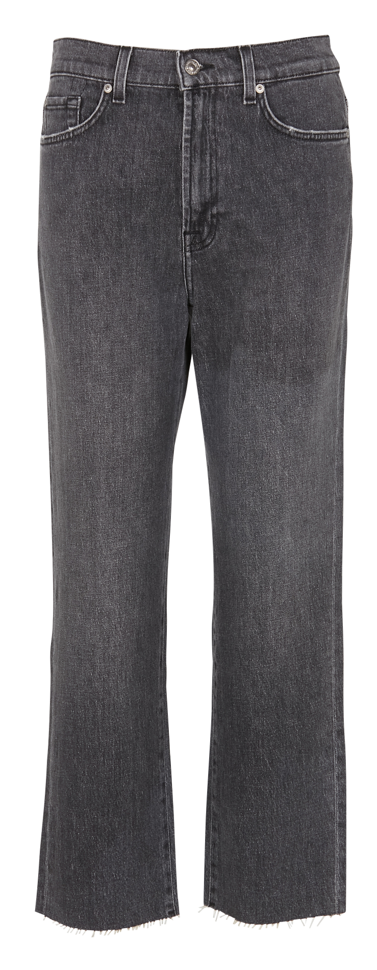 Cotton-blend straight jeans with decorative chain 7 FOR ALL MANKIND Grey